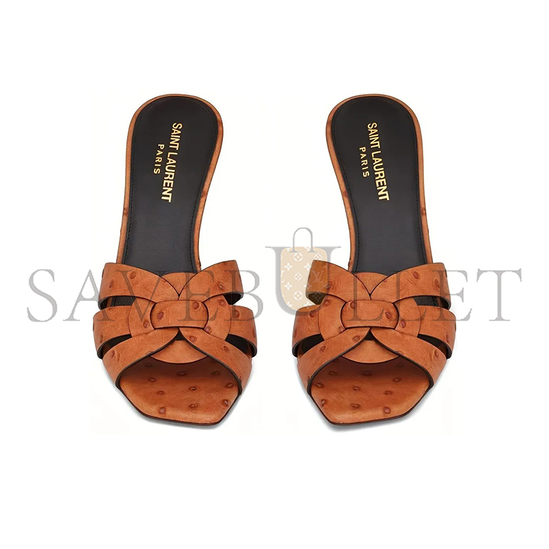 Y51 tribute mules in ostrich-effect leather 650986aaark2204