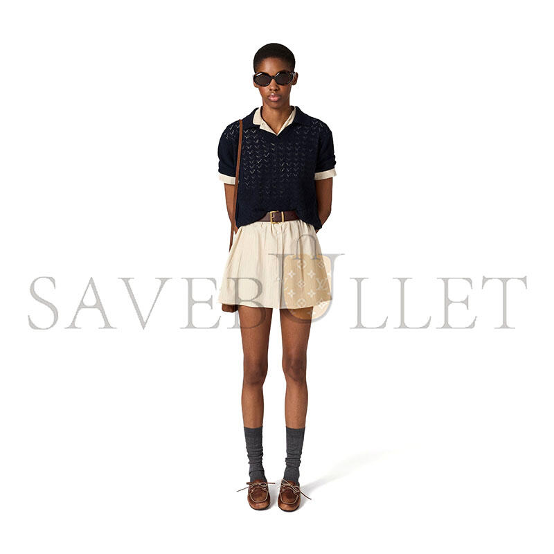 M1v M1v lace-effect cashmere polo shirt navy mml03u