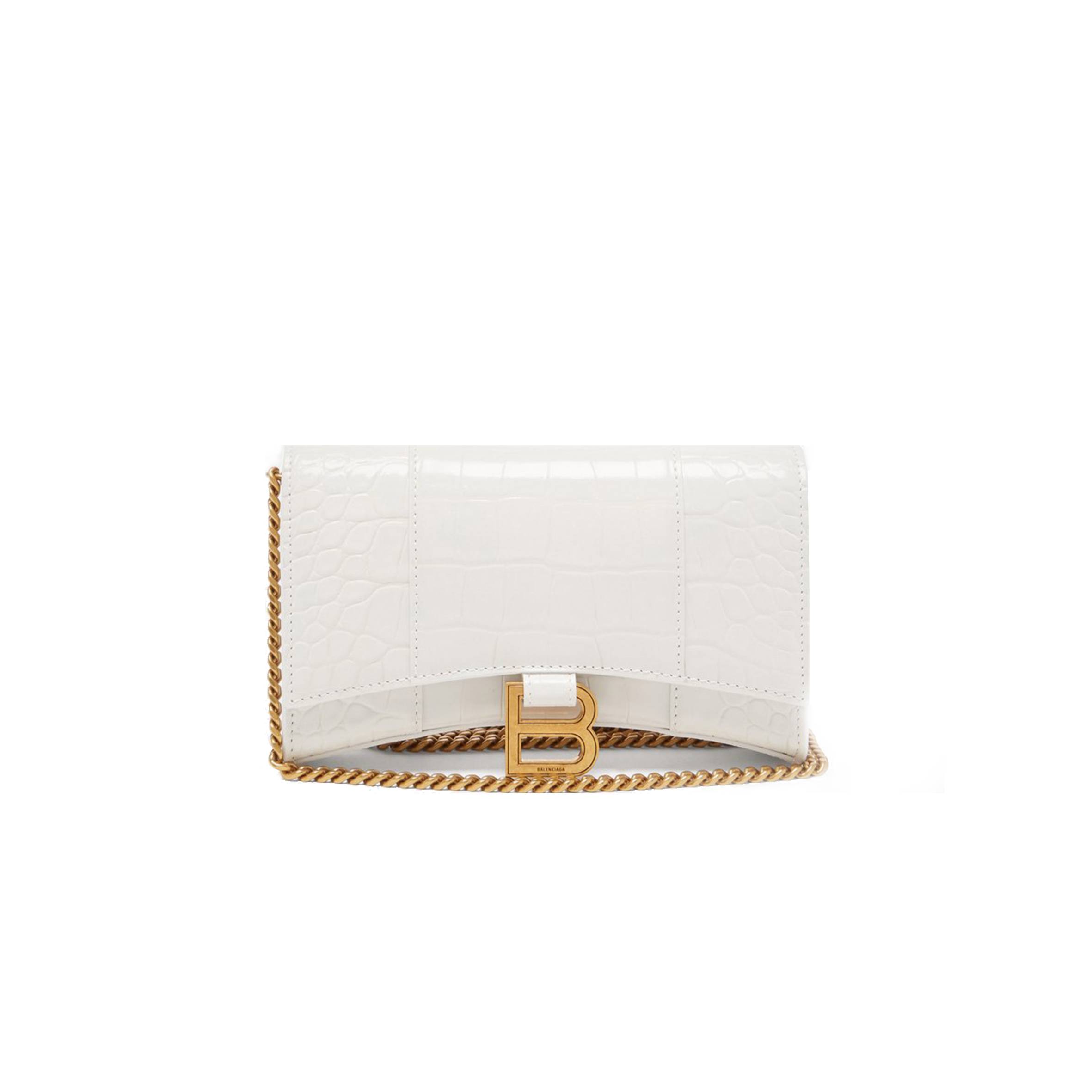 Ba*len*cia*ga white hourglass crocodile-effect leather cross-body bag matchesfashion us (19.8*12.1*5cm)