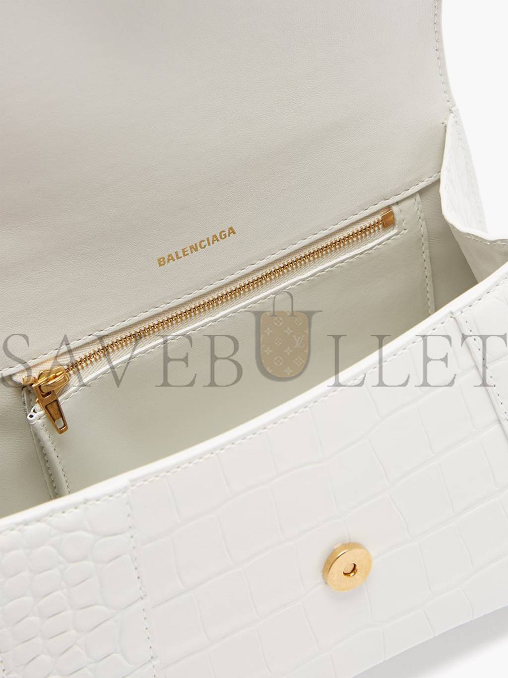 Ba*len*cia*ga white hourglass s crocodile-effect leather bag matchesfashion us (22.5*15*10cm)