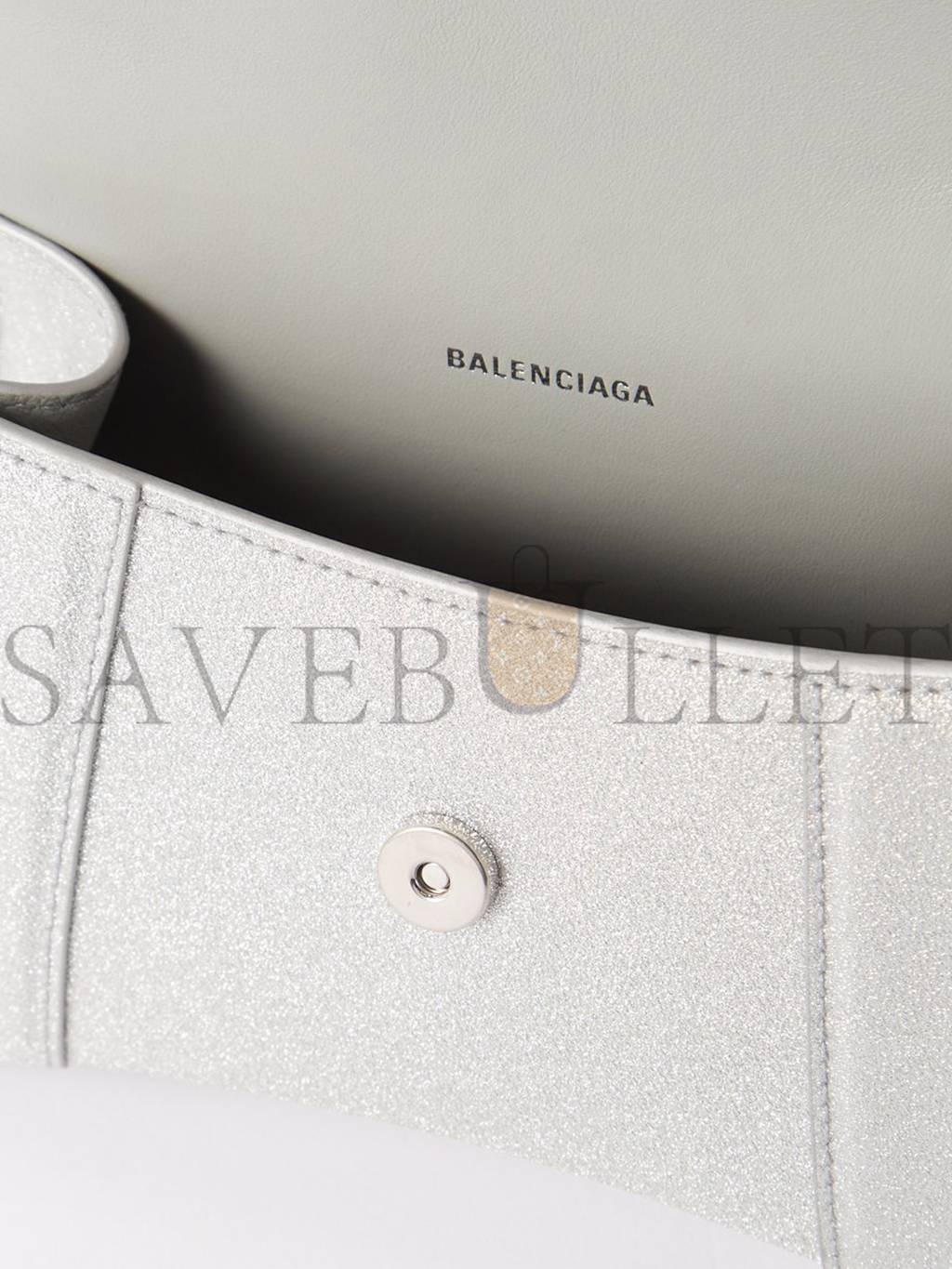 Ba*len*cia*ga silver hourglass xs glitter faux-leather bag matchesfashion us (19*12*6.6cm)