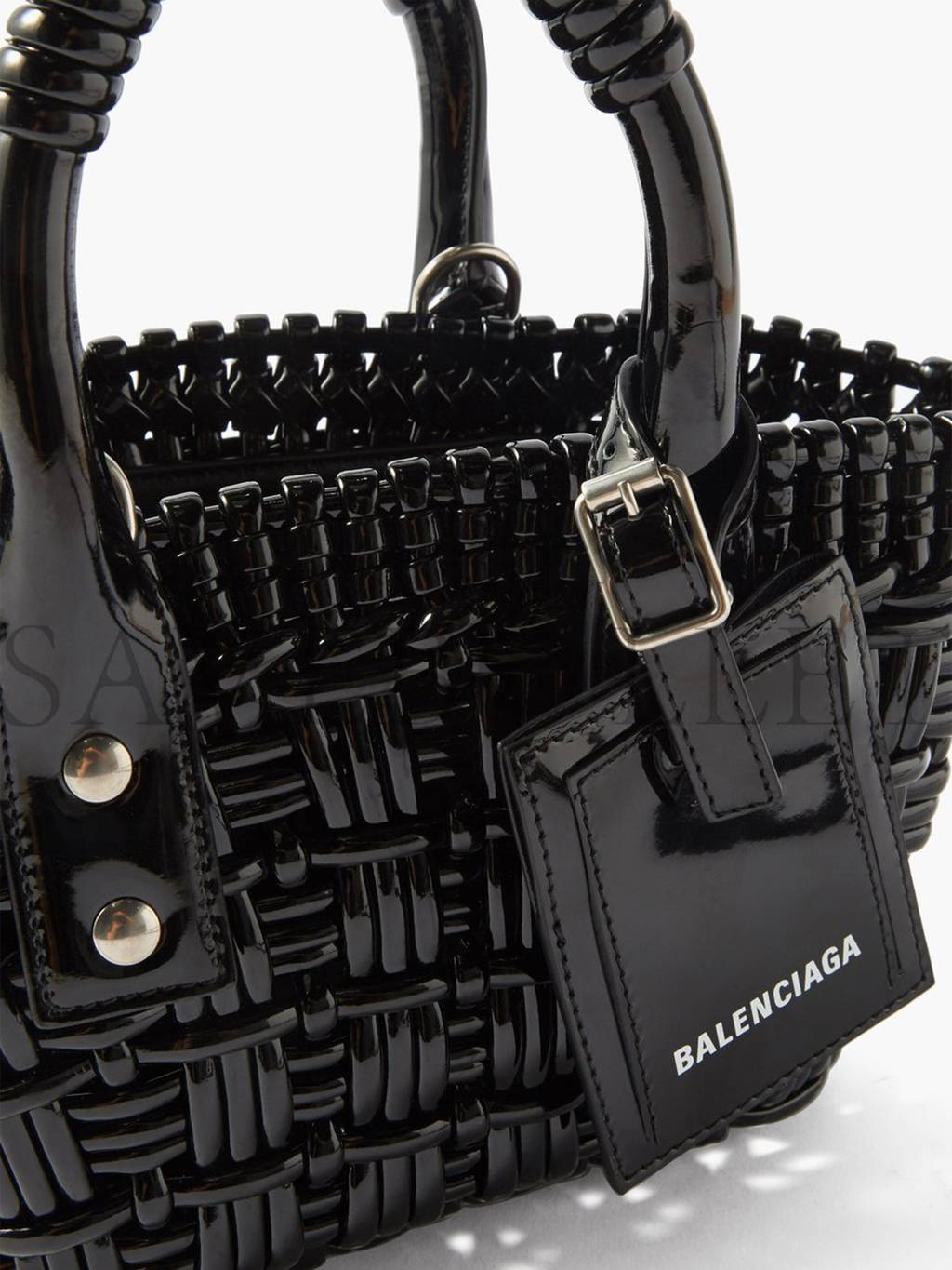 Ba*len*cia*ga black bistro xxs woven faux-leather basket bag matchesfashion us (16*14.5*7.5cm)