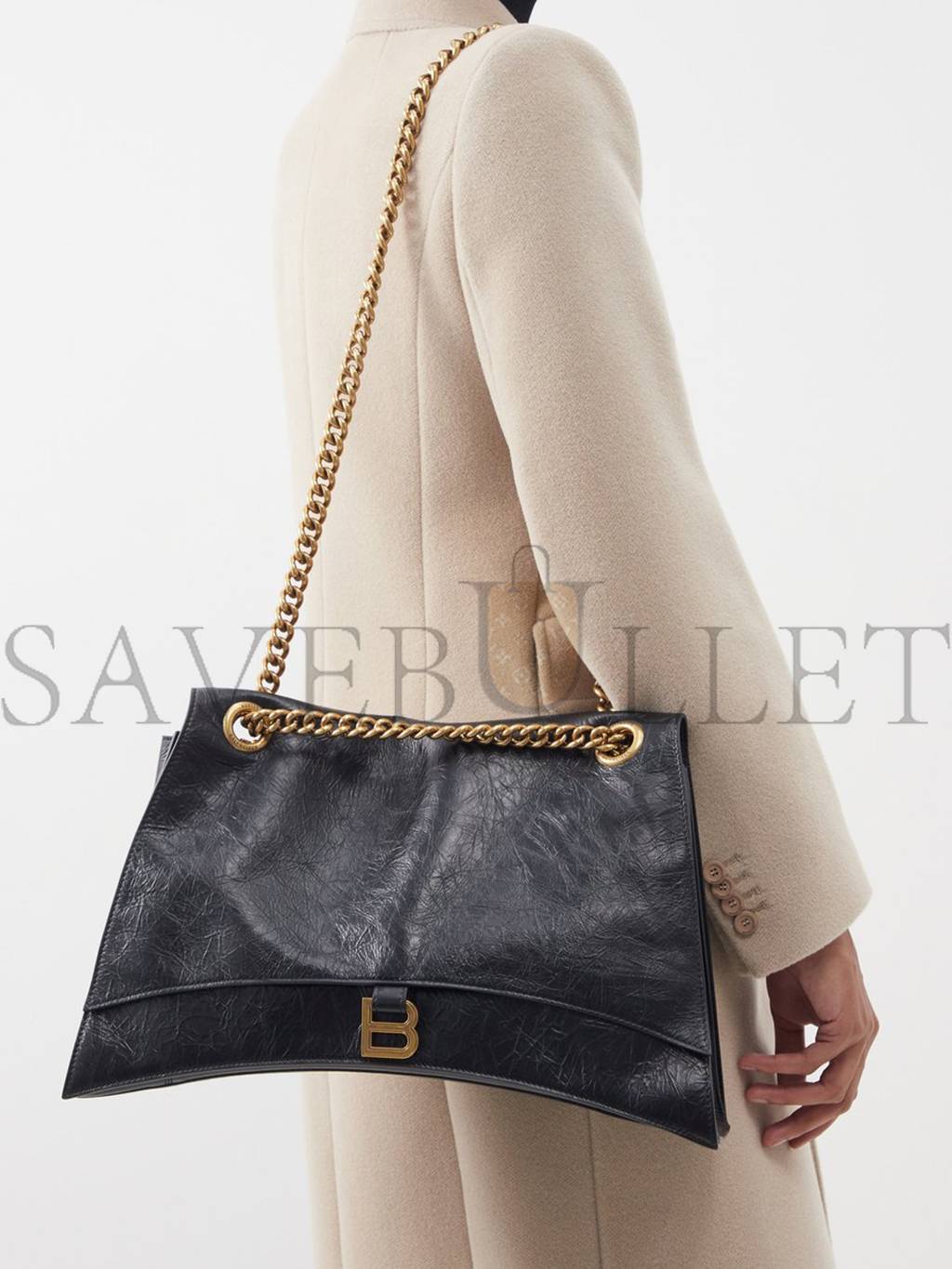Ba*len*cia*ga black crush large crackled-leather shoulder bag matchesfashion us (39.3*24.8*12.7cm)