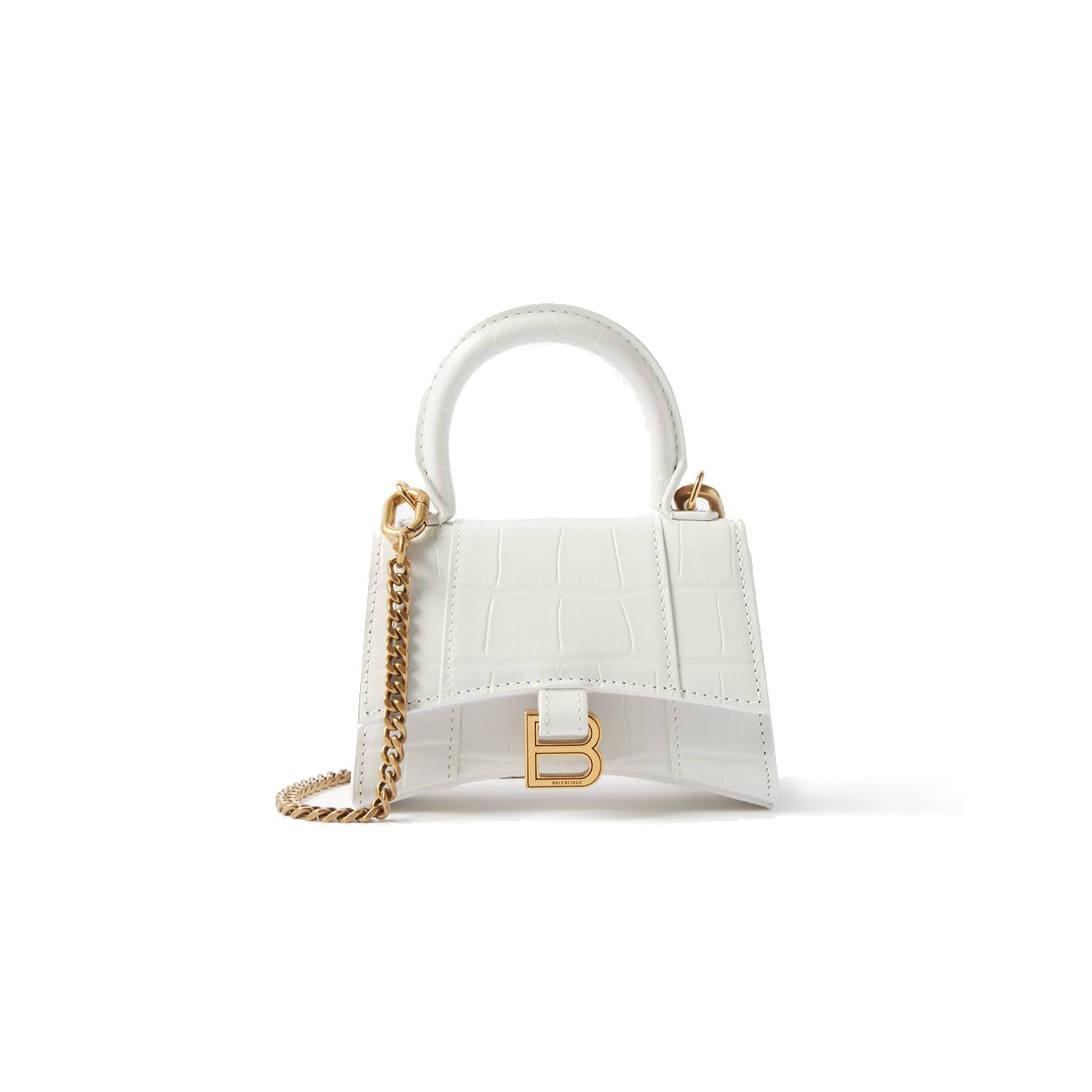 Ba*len*cia*ga white hourglass mini crocodile-effect cross-body bag matchesfashion us (12*8*4.6cm)