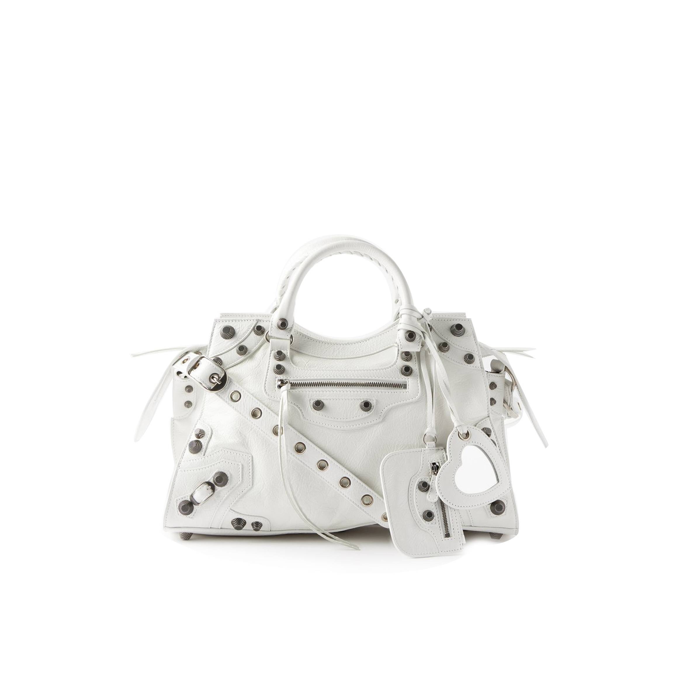 Ba*len*cia*ga white neo cagole city leather shoulder bag matchesfashion us (33*21*13.5cm)