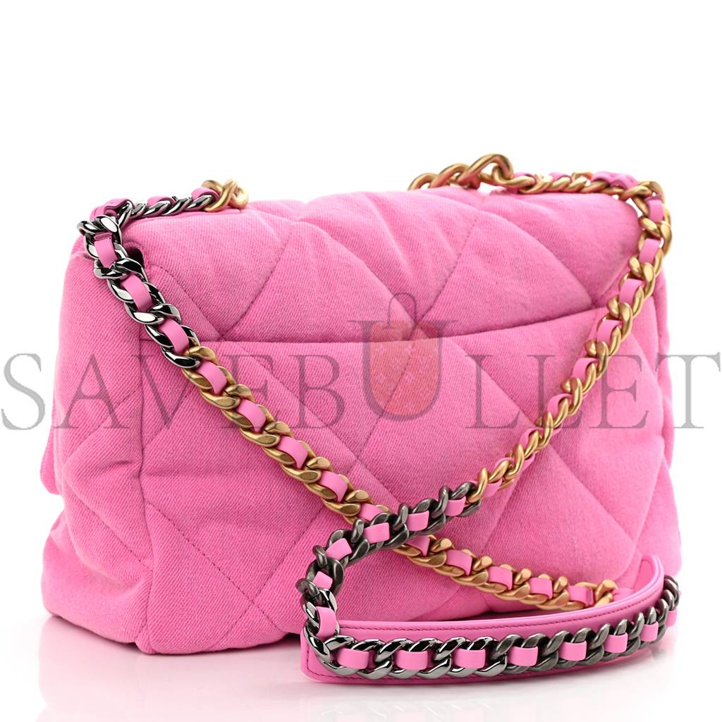 ch*el De*1m quilted large ch*el 19 flap neon pink gold hardware (30*20*10cm)