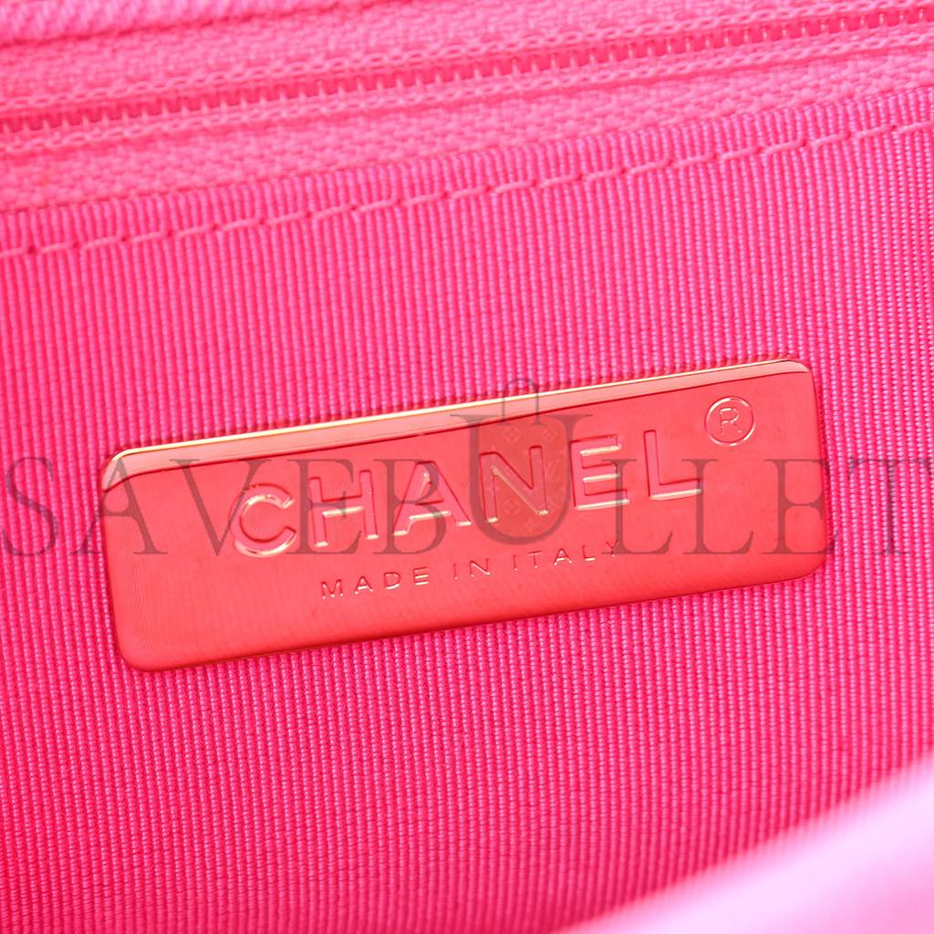 ch*el De*1m quilted large ch*el 19 flap neon pink gold hardware (30*20*10cm)