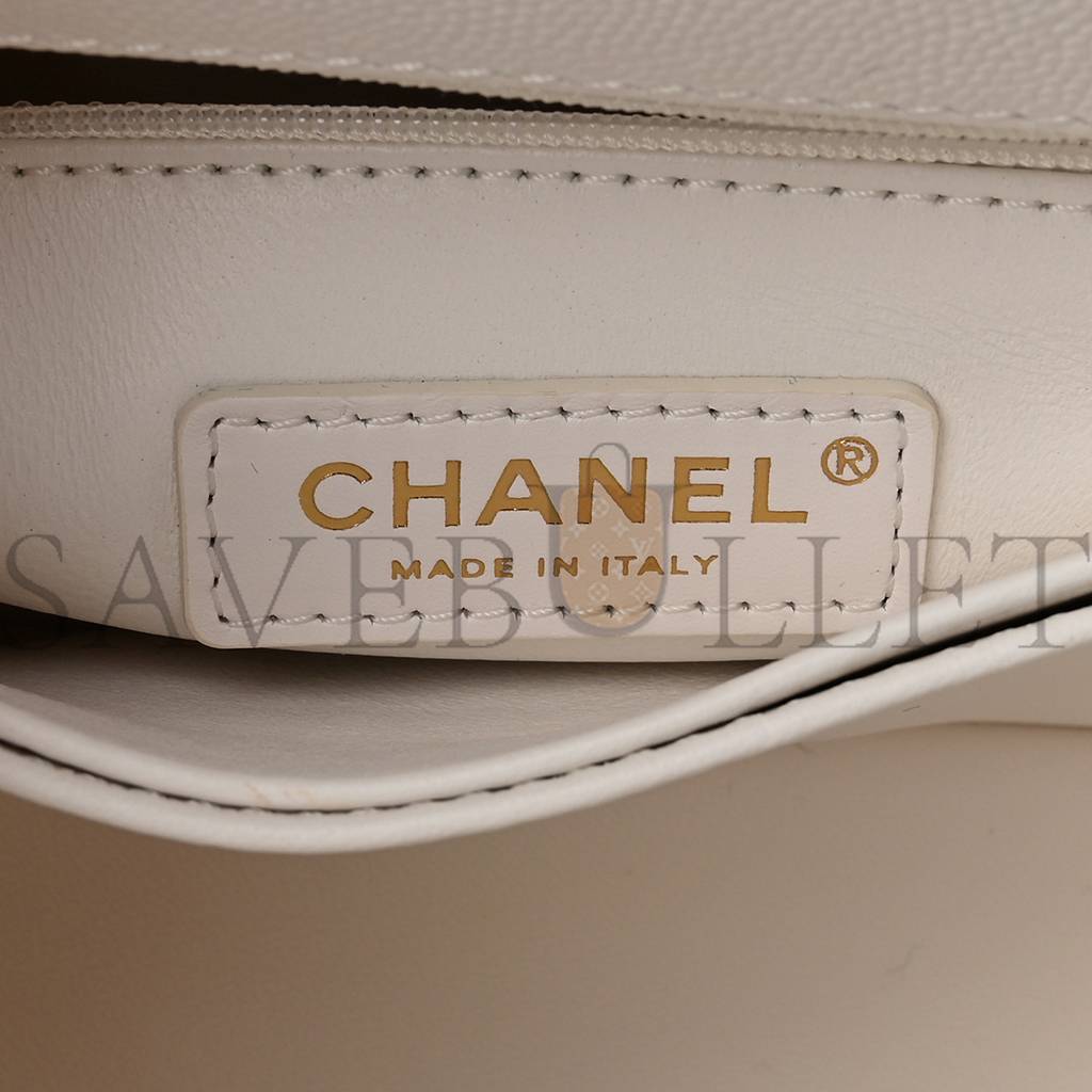 Ch*el caviar quilted mini coco handle flap white gold hardware (23*15*9cm)