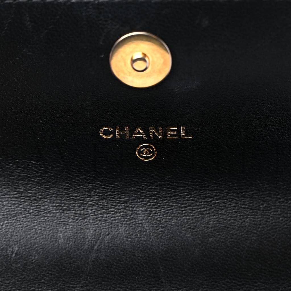 Ch*el lambskin quilted chain top handle clutch with chain black gold hardware (13*10*6cm)