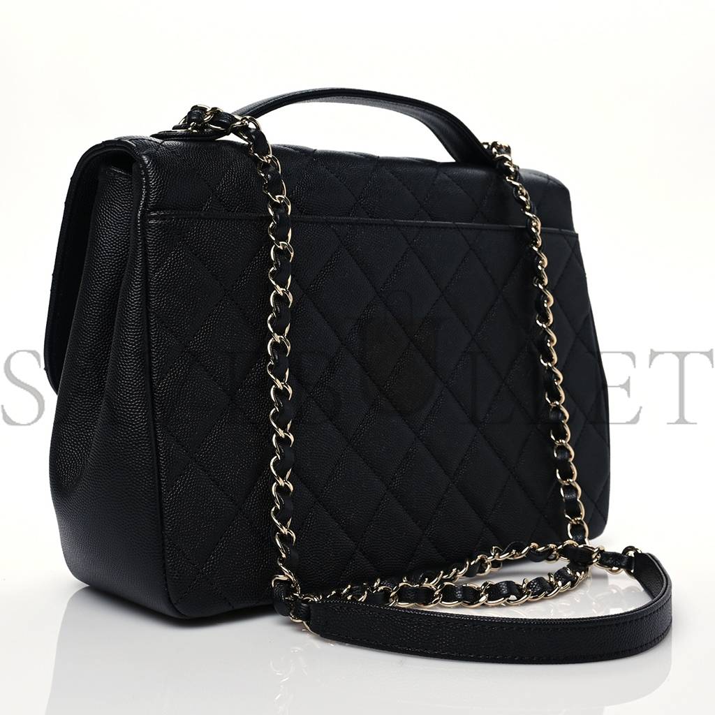 Ch*el caviar quilted large business affinity flap black rose gold hardware (27*19*9cm)