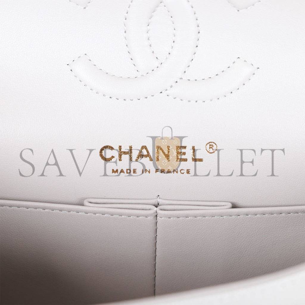 Ch*el small classic double flap grey caviar light gold hardware (23*13*6cm)