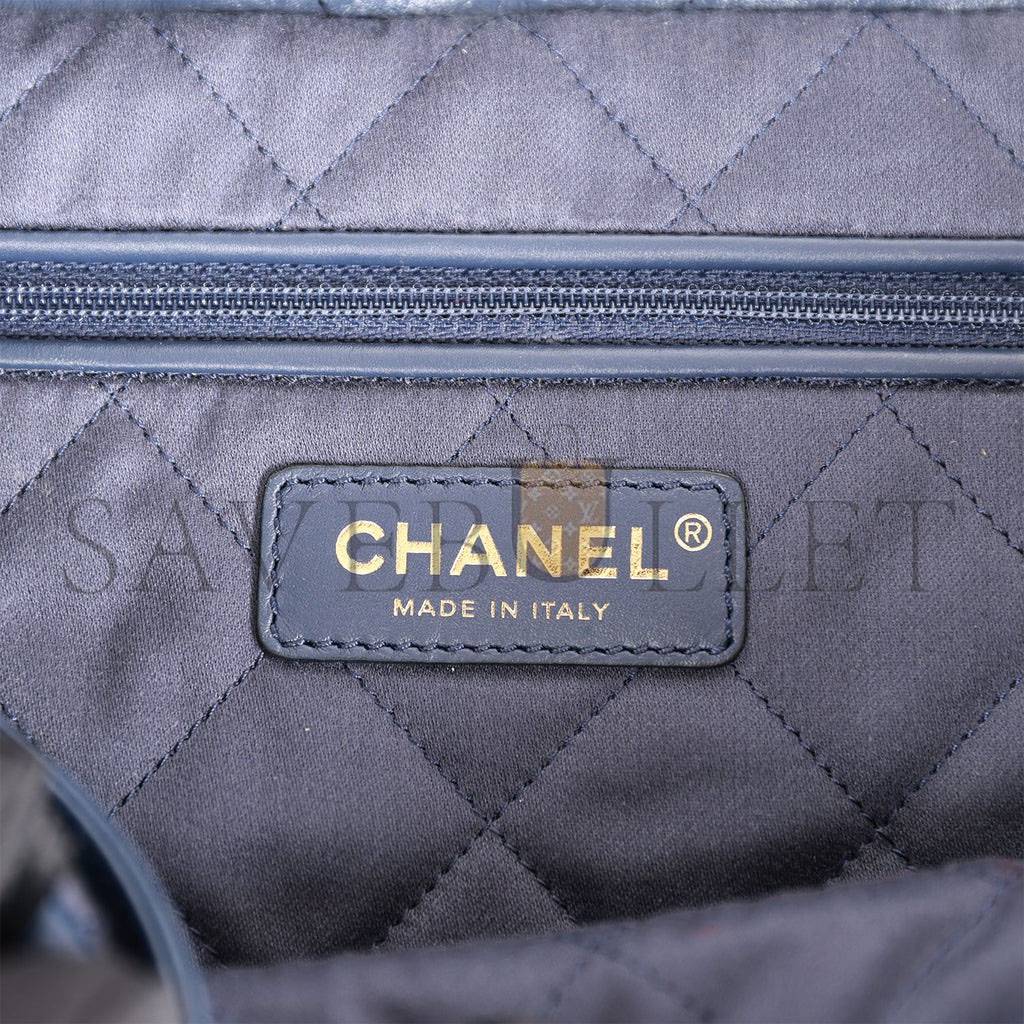 Ch*el large 22 bag navy lambskin antique gold hardware (46*45*10cm)
