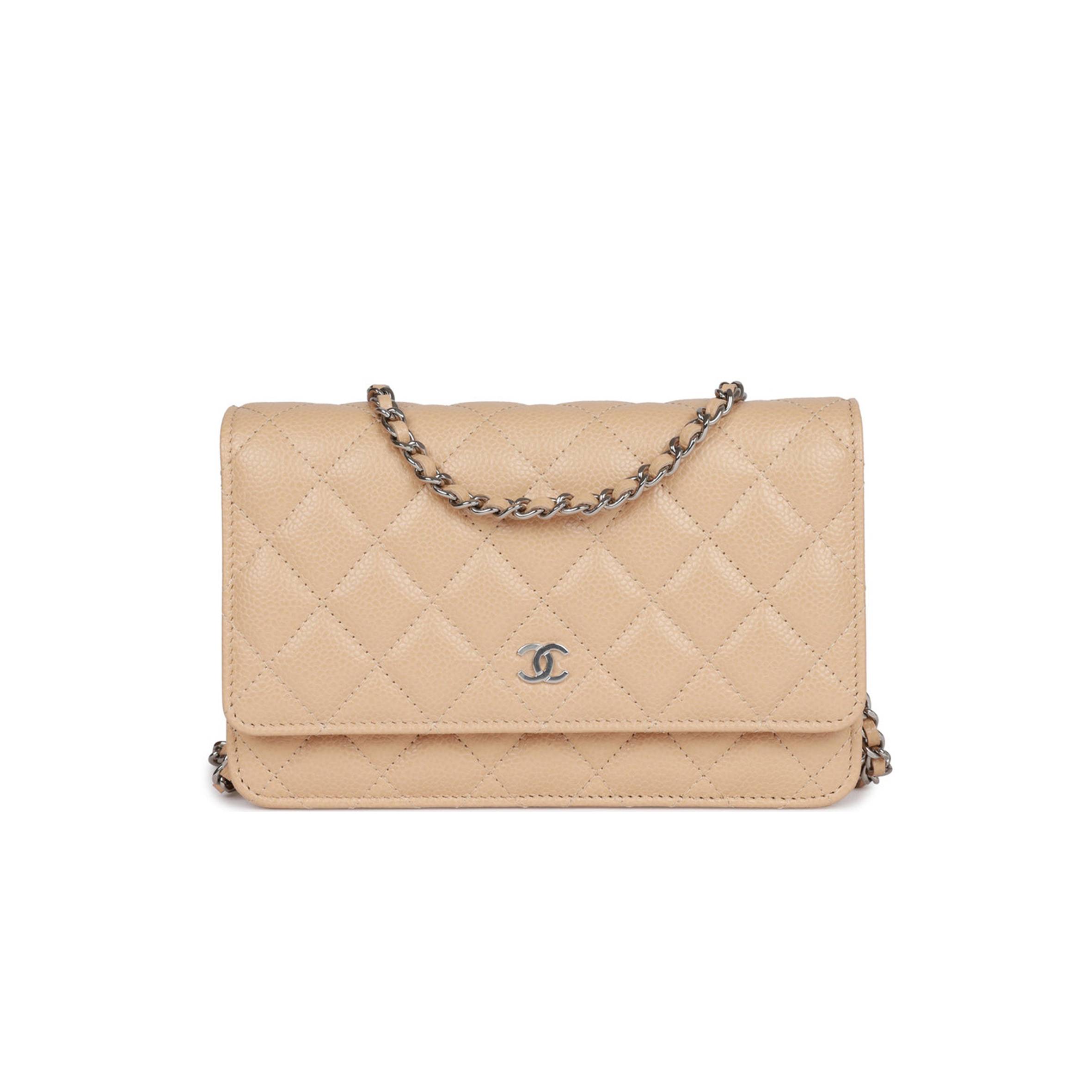 Ch*el wallet on chain woc beige caviar silver hardware (19*12*4cm)