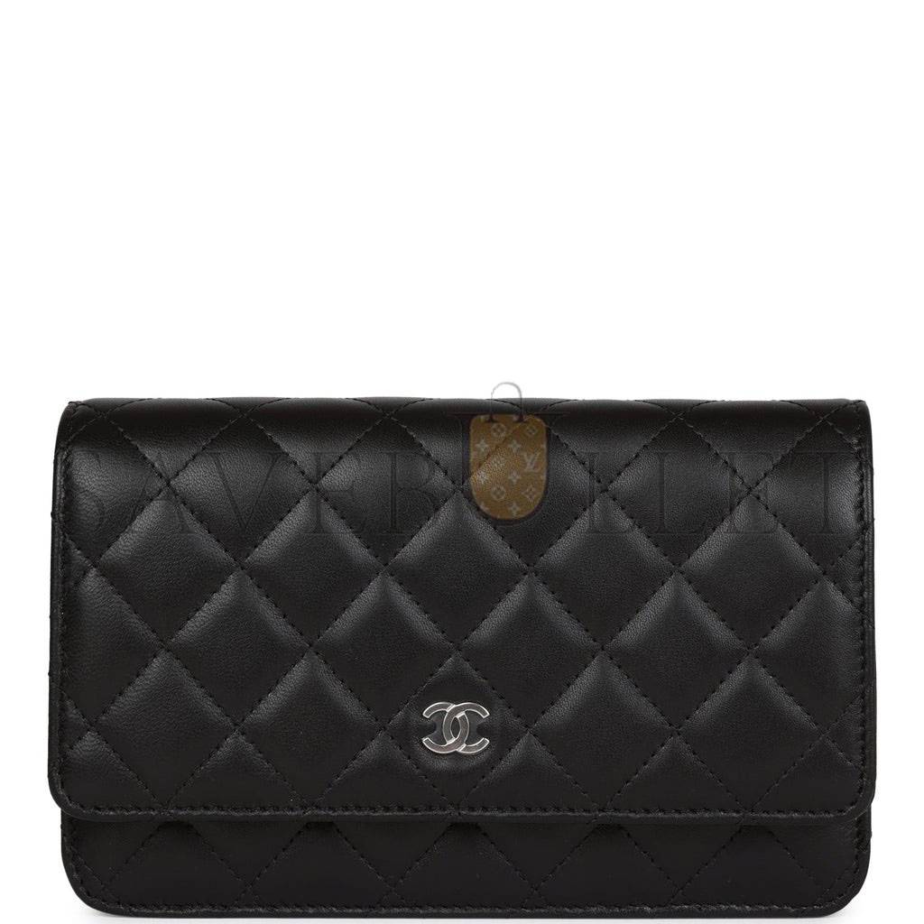 Ch*el wallet on chain woc black lambskin silver hardware (19*12*4cm)