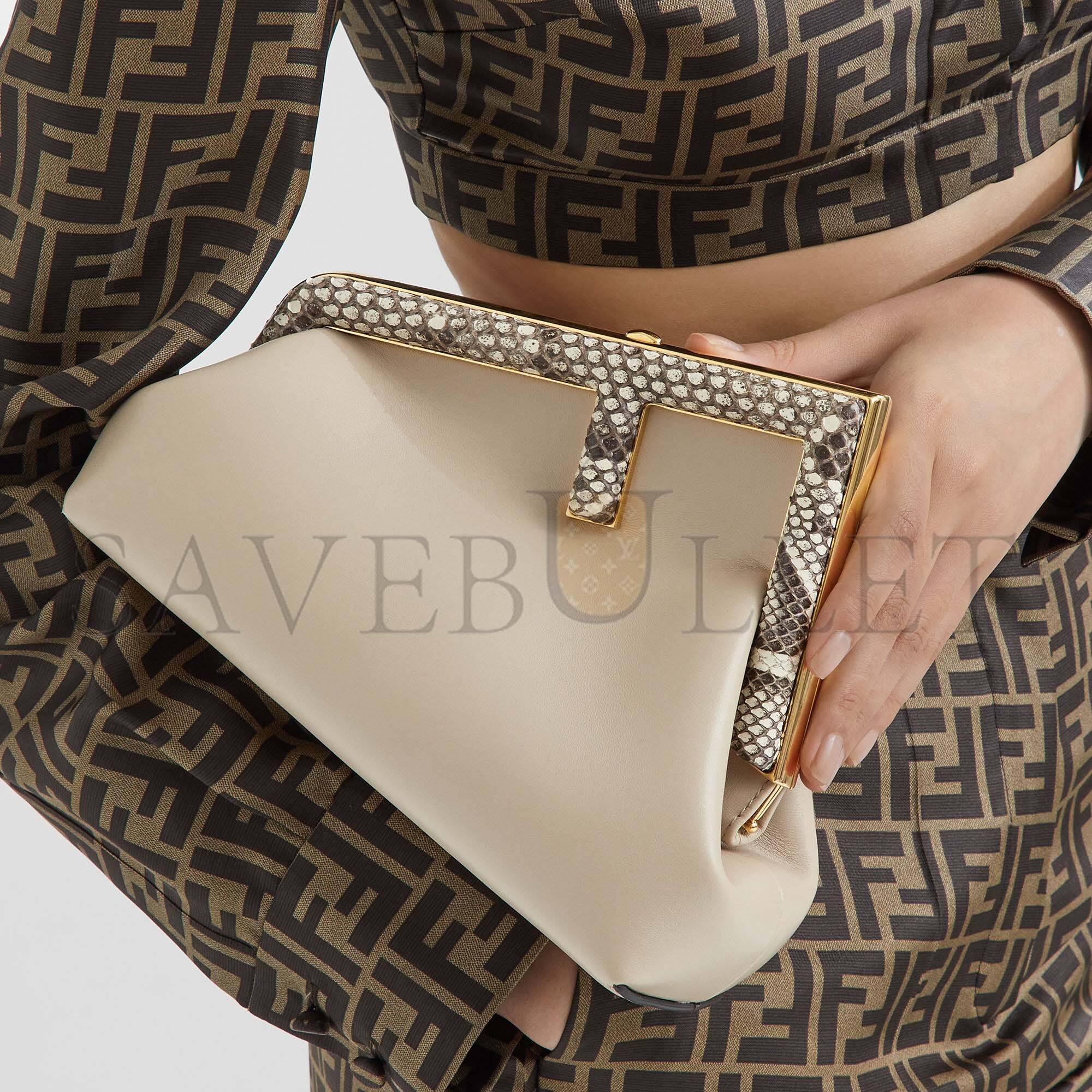 F**di first small - pink leather and python leather bag 8bp129akkuf1hop (26*18*9.5cm)