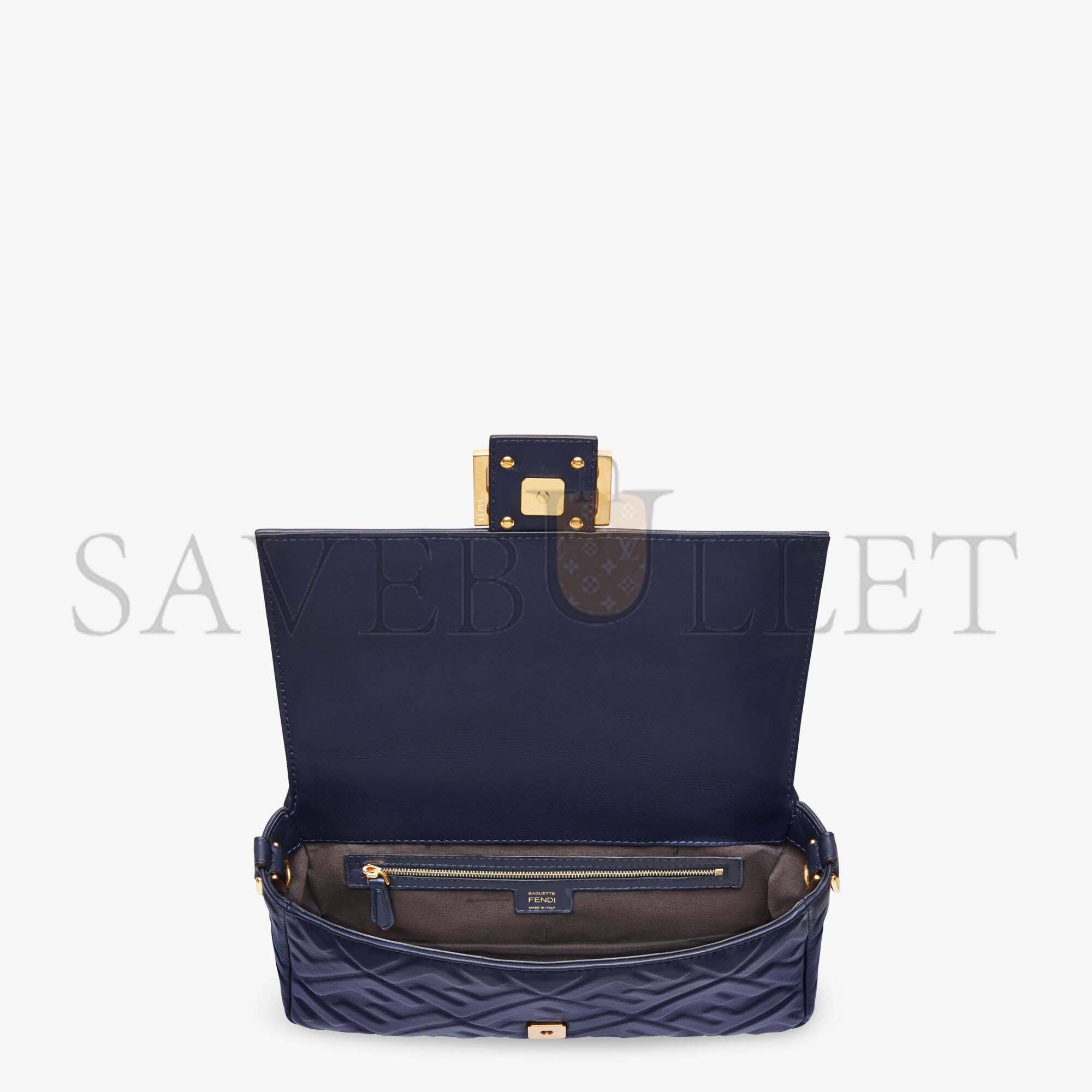 F**di baguette - blue nappa leather bag 8br600a72vf19po (27*15*6cm)