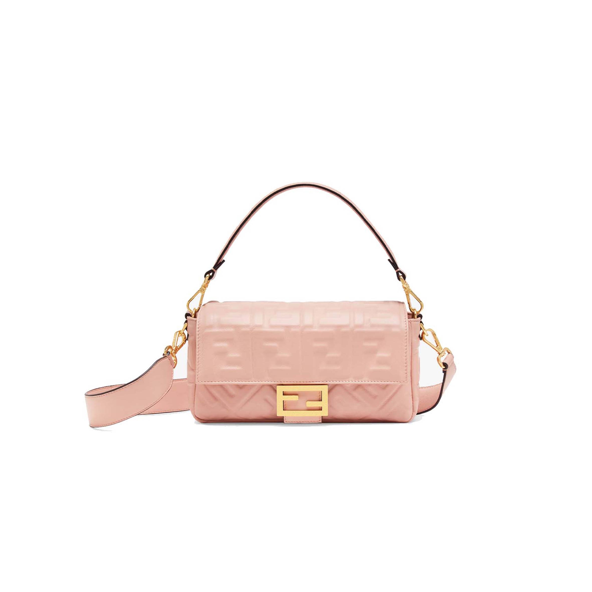 F**di baguette - pink nappa leather bag 8br600a72vf19pq (27*15*6cm)