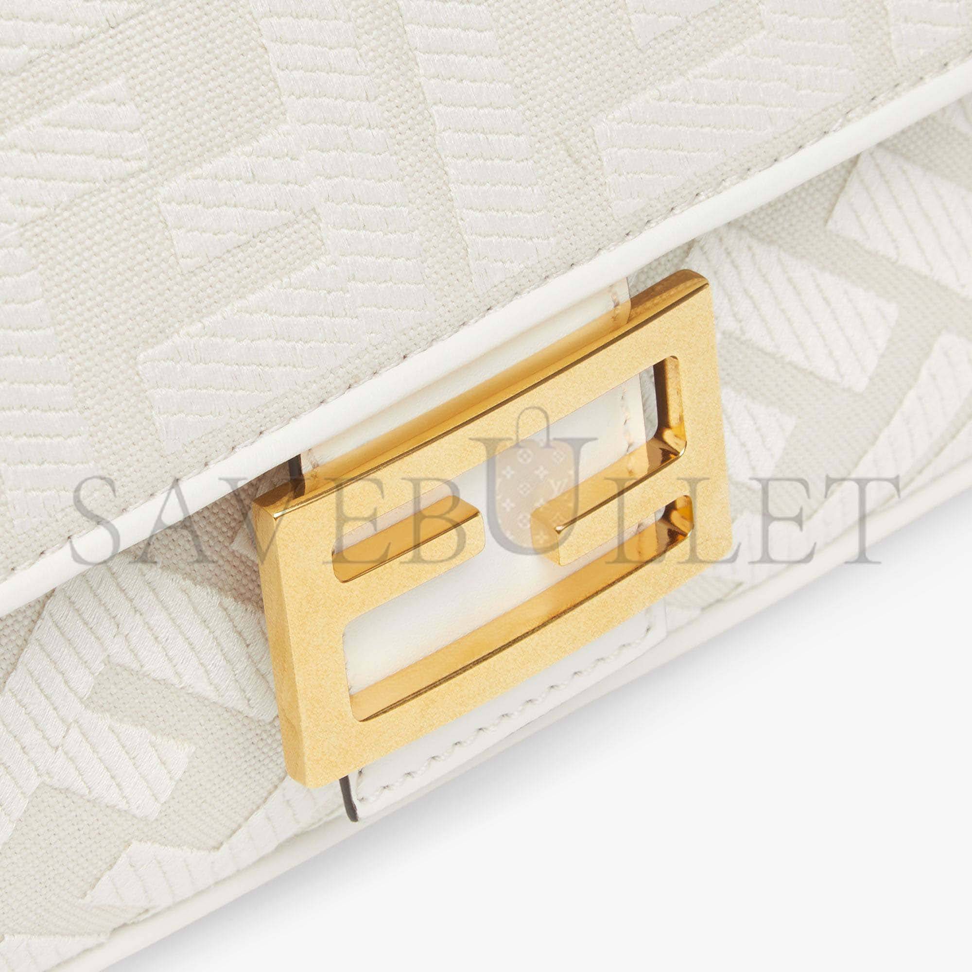 F**di baguette - white ff canvas bag 8br600amcdf1cfk (27*15*6cm)