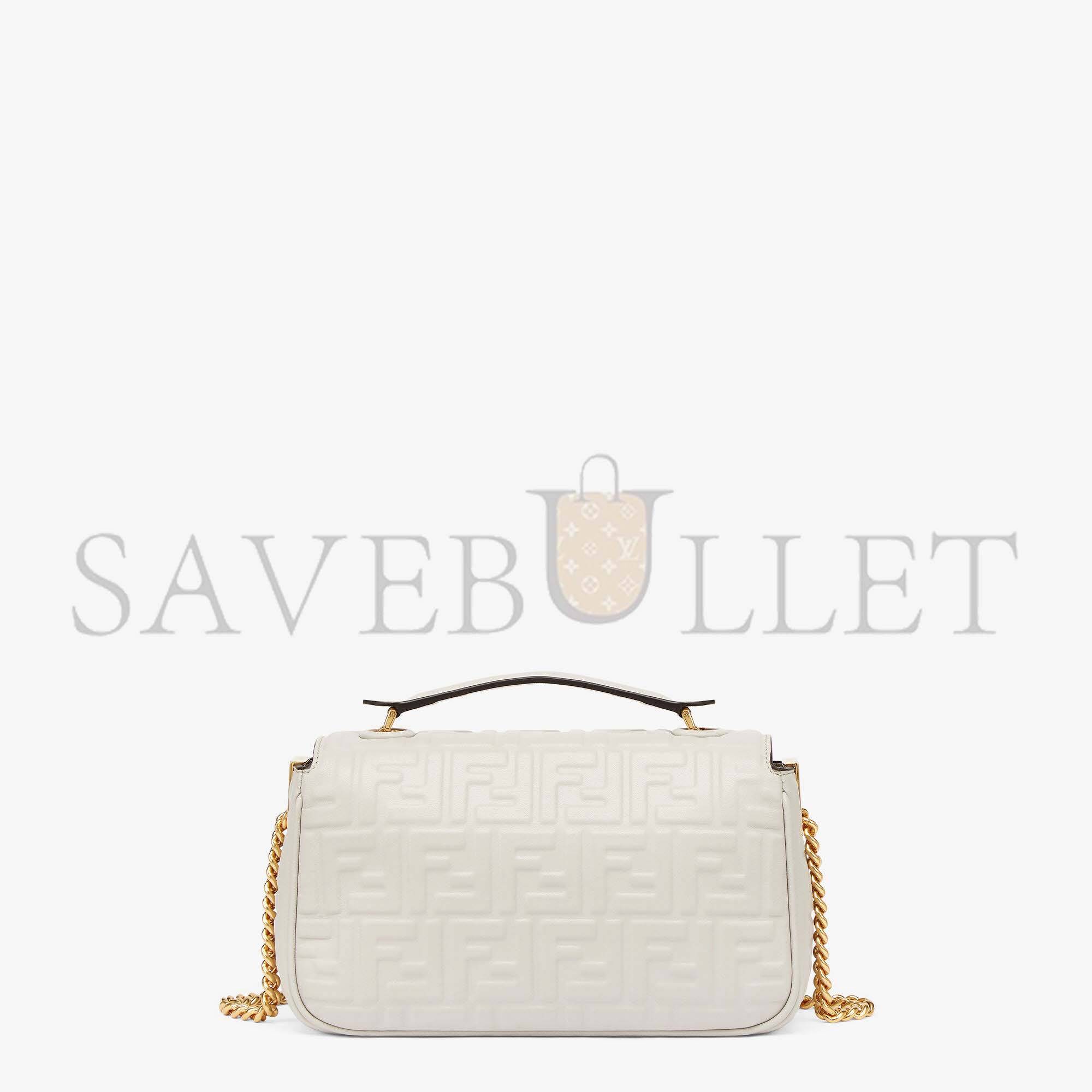 F**di baguette chain midi - light gray leather bag 8br793ah9cf1bz0 (24*14.5*7cm)