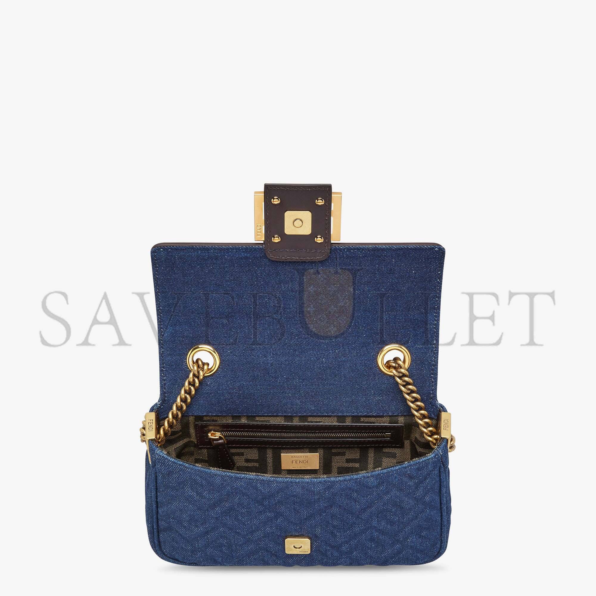 f**di baguette chain midi - dark blue De*1m bag 8br793alowf1hzw (24*14.5*7cm)