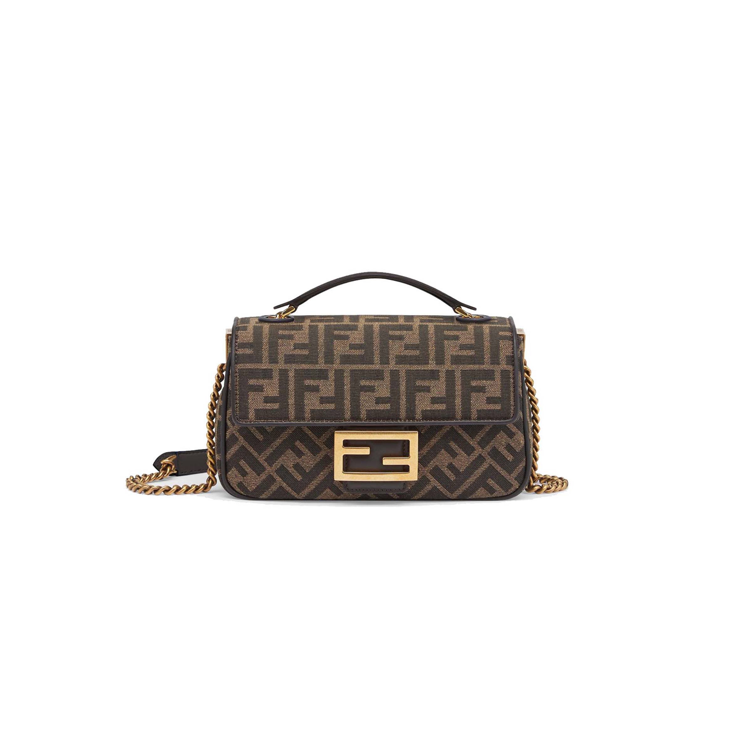 F**di baguette chain midi - ff jacquard fabric bag 8br793akbzf1em3 (24*14.5*7cm)