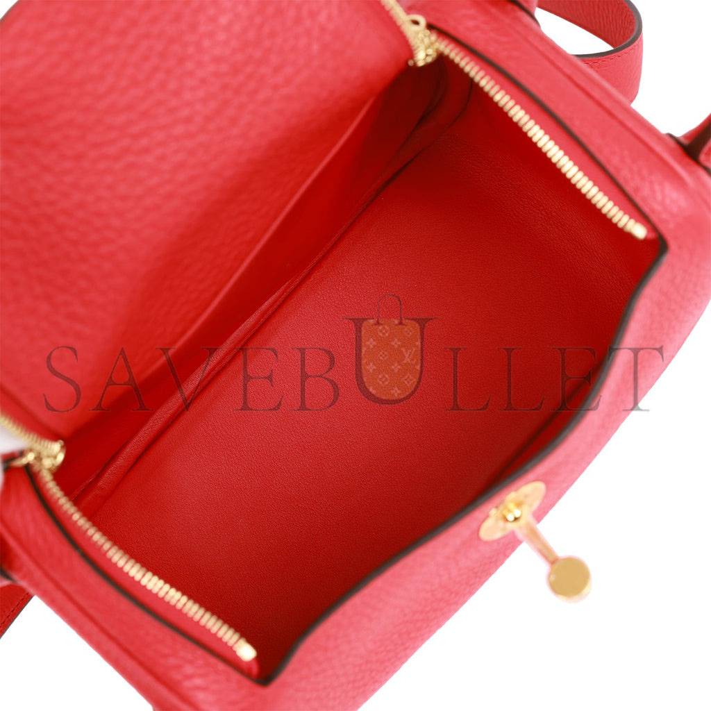 H**mes mini lindy rouge de coeur clemence gold hardware (19*12.5*9)