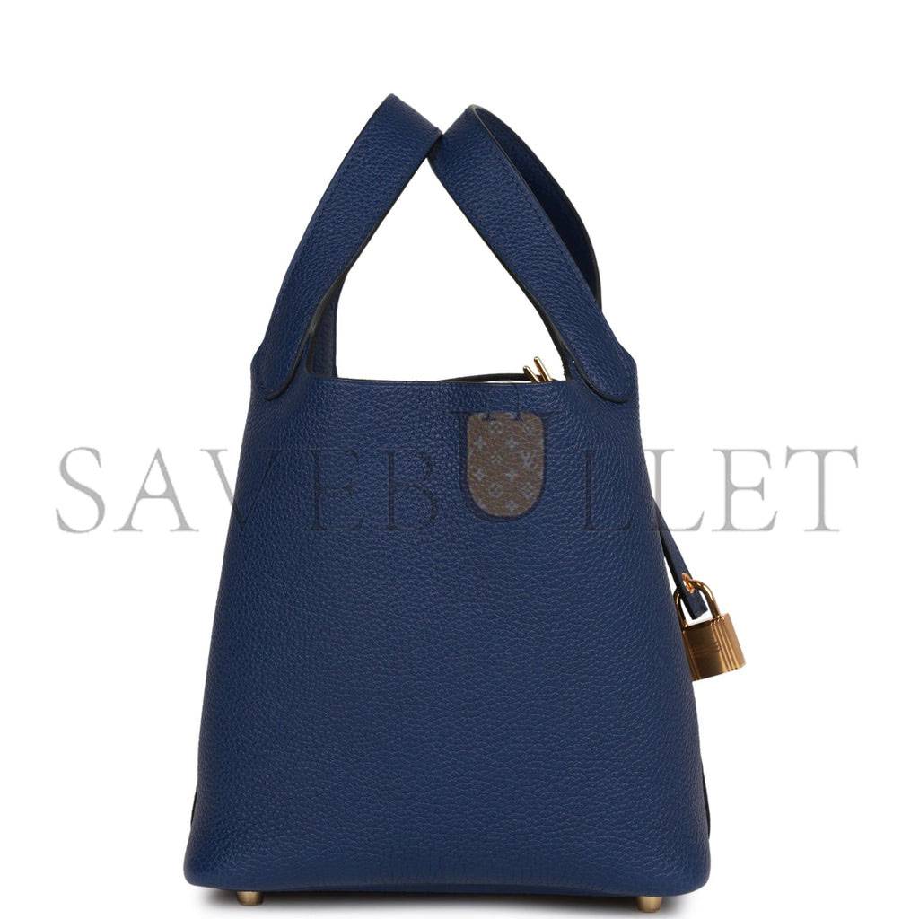 H**mes picotin lock 18 bleu saphir maurice gold hardware (18*13*18cm)