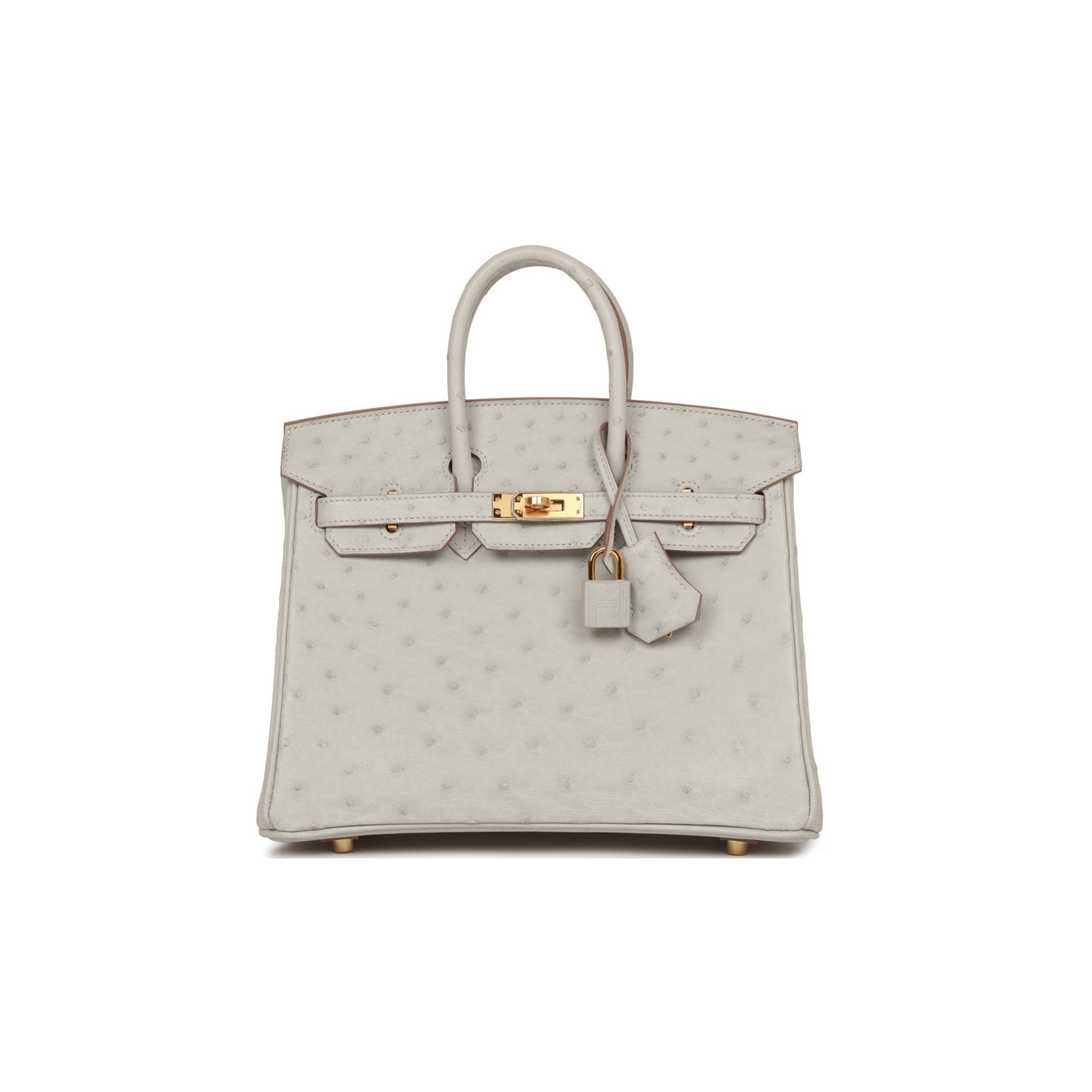 H**mes birkin 25 gris perle ostrich gold hardware handmade (25cm)