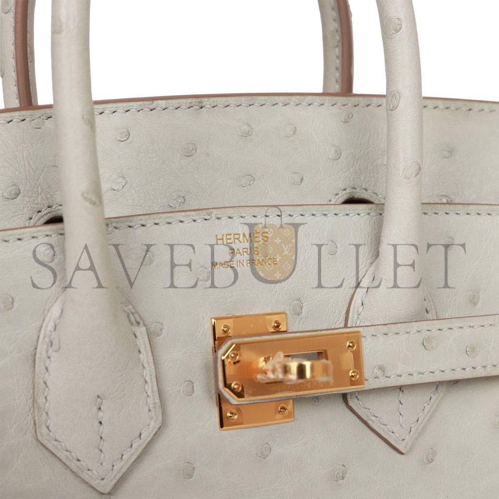 H**mes birkin 25 gris perle ostrich gold hardware handmade (25cm)