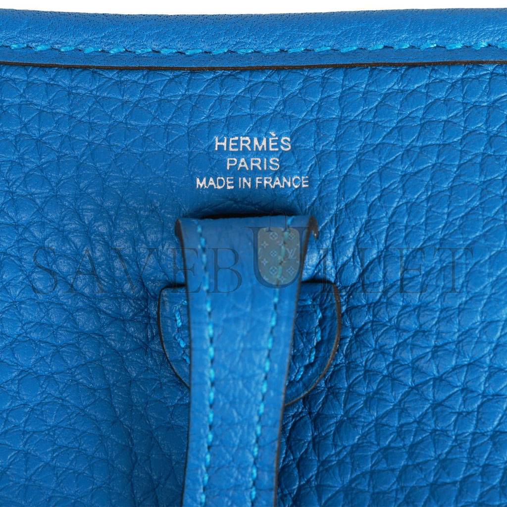 H**mes evelyne tpm bleu mykonos clemence palladium hardware (17cm)