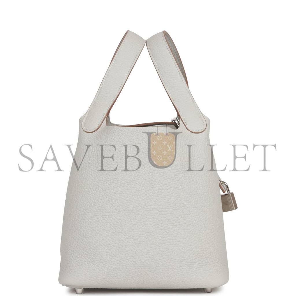 H**mes picotin lock 18 gris perle clemence palladium hardware (18*13*18cm)