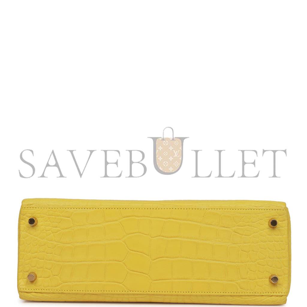 H**mes special order (hss) kelly retourne 32 mimosa matte alligator gold hardware (32.*23*10.5cm)