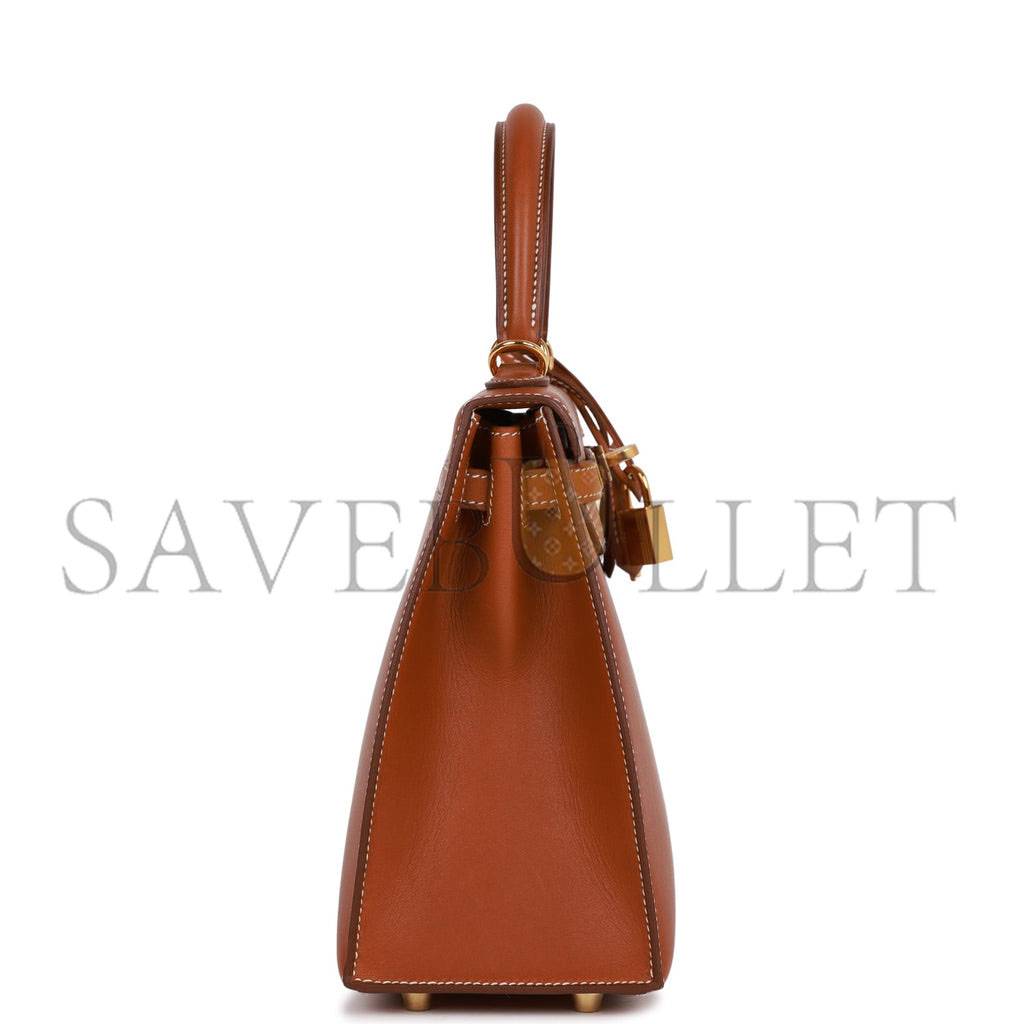 H**mes kelly sellier 25 fauve barenia gold hardware (25*17*7cm)