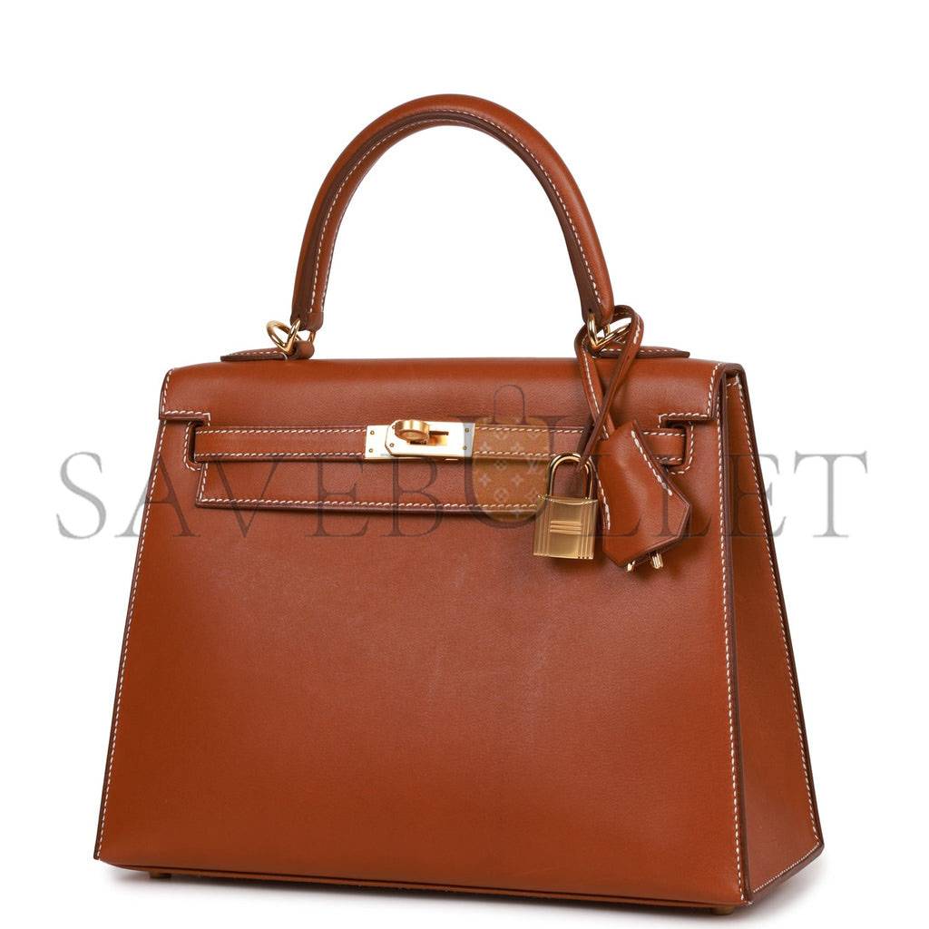 H**mes kelly sellier 25 fauve barenia gold hardware (25*17*7cm)