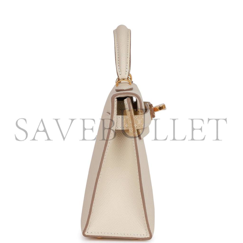 H**mes mini kelly sellier 20 craie epsom gold hardware (19*12*5.5cm)