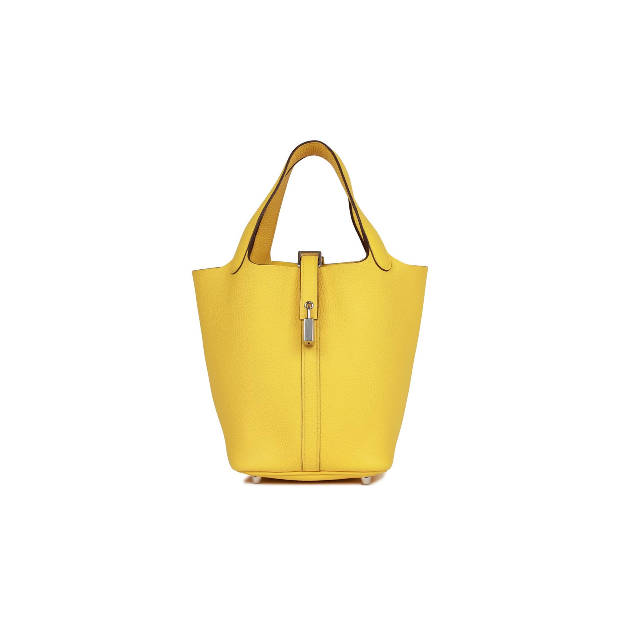 H**mes picotin lock 18 jaune de naples clemence palladium hardware (18*13*18cm)