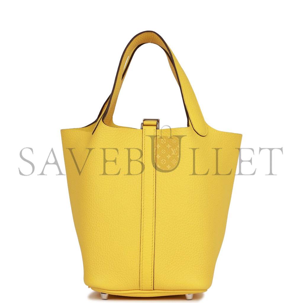 H**mes picotin lock 18 jaune de naples clemence palladium hardware (18*13*18cm)