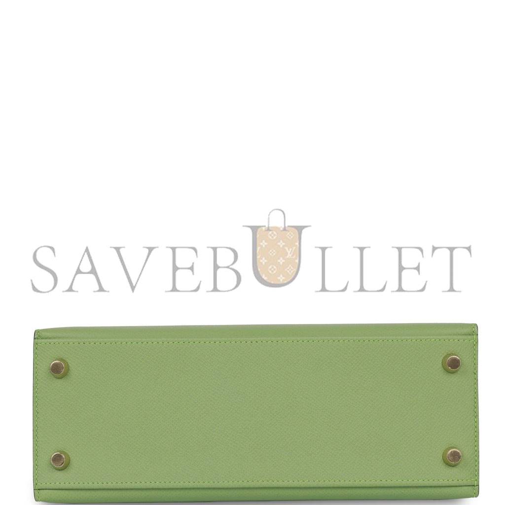 H**mes kelly sellier 25 vert criquet epsom gold hardware handmade (25*17*7cm)