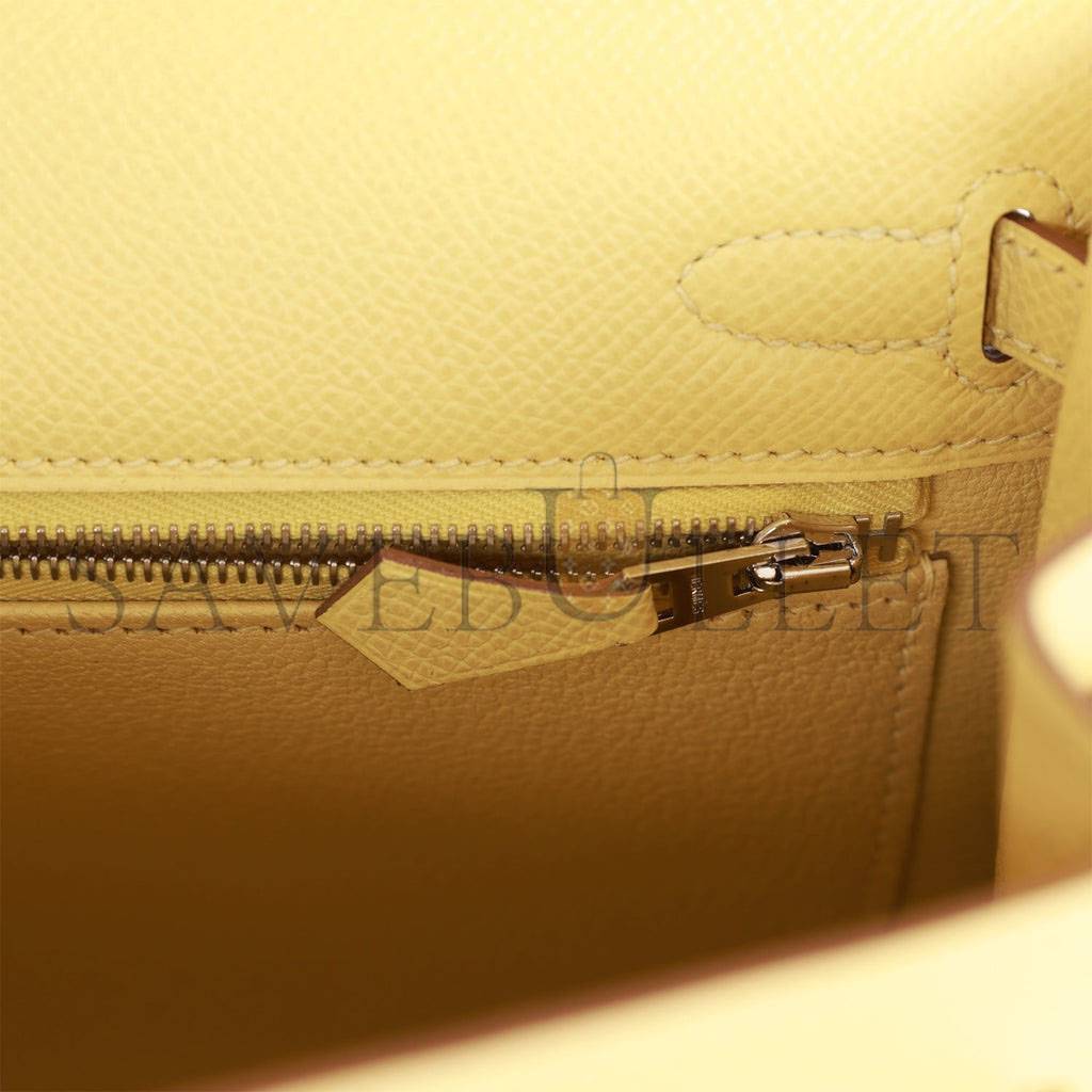 H**mes kelly sellier 25 jaune poussin epsom palladium hardware (25*17*7cm)