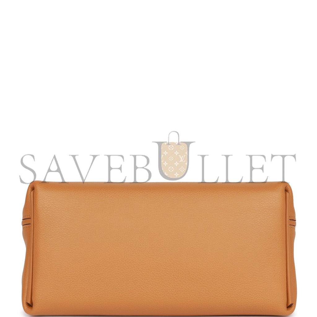 H**mes mini 2424 bag caramel evercolor and sesame swift verso gold hardware (23*17*11cm)