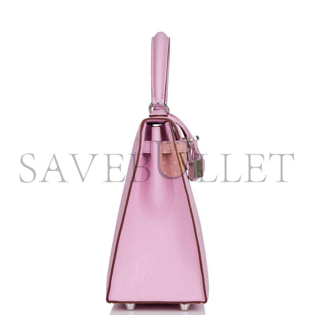 H**mes kelly sellier 25 mauve sylvestre epsom palladium hardware (25*17*7cm)