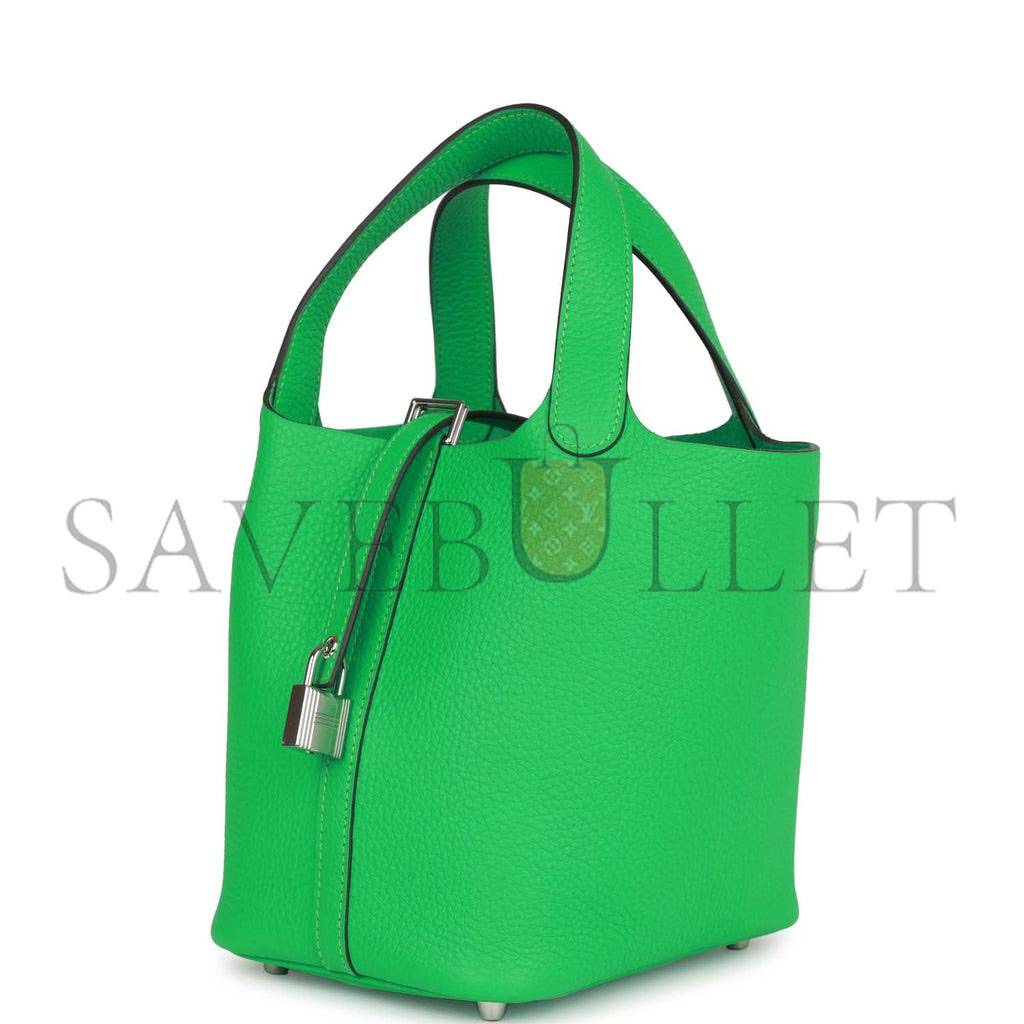 H**mes picotin lock 18 vert comics clemence palladium hardware (18*13*18cm)