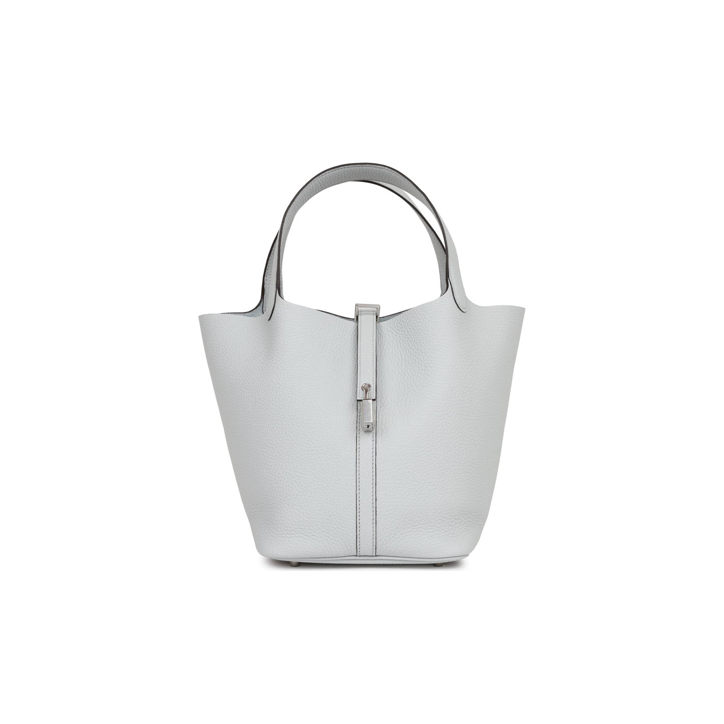 H**mes picotin lock 22 bleu pale clemence palladium hardware (22*21*18cm)