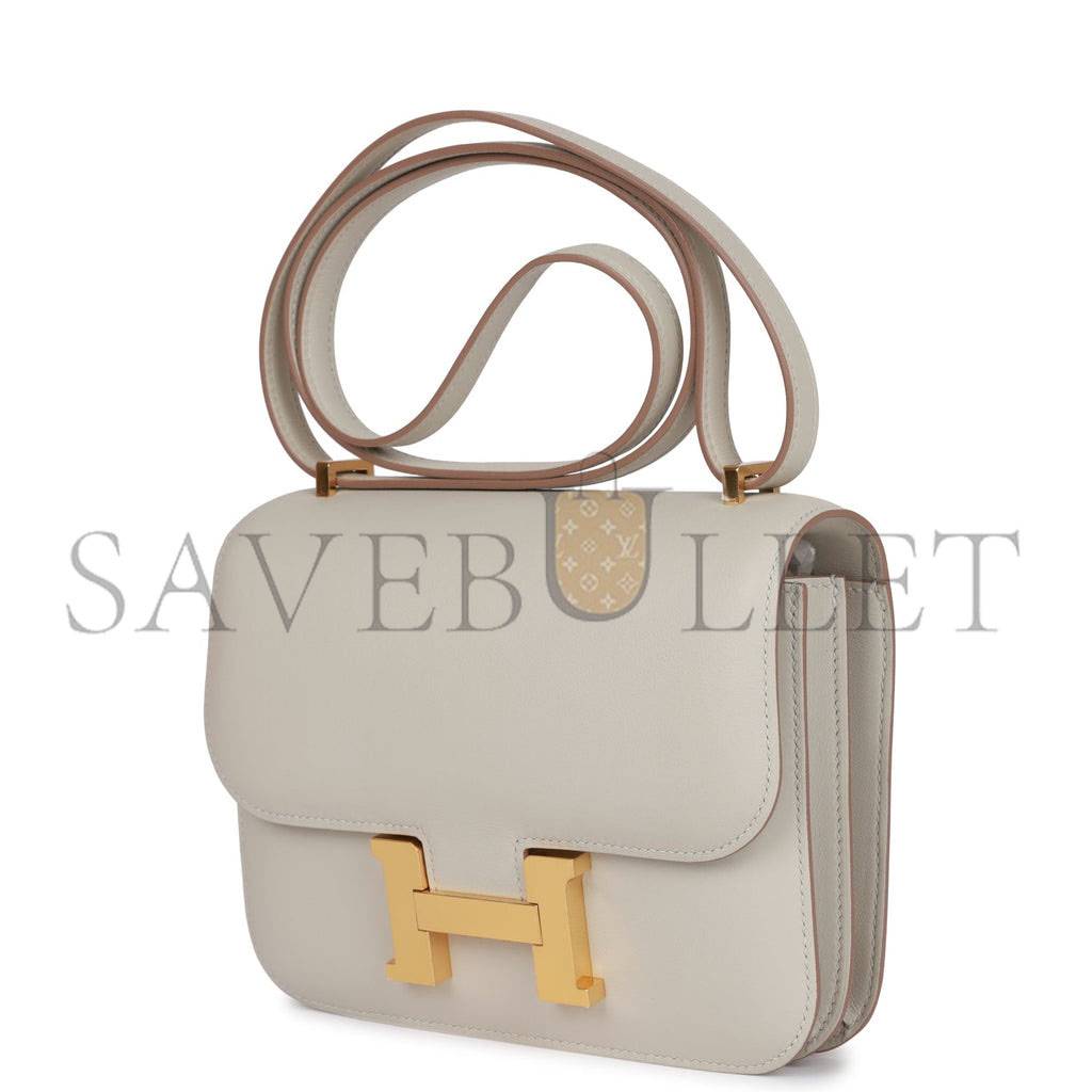 H**mes constance 18 gris perle swift gold hardware (18cm)