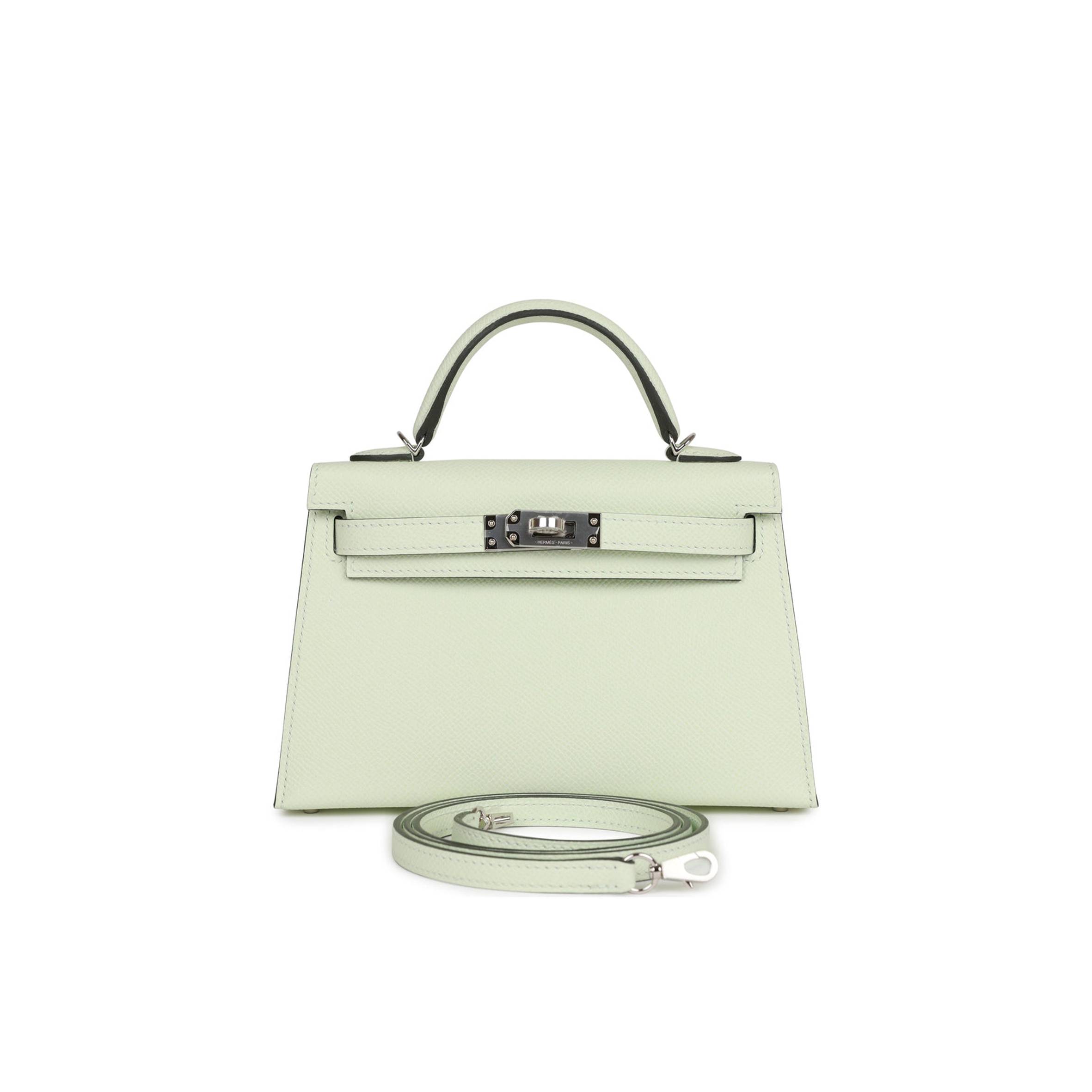 H**mes mini kelly sellier 20 vert fizz epsom palladium hardware (19*12*5.5cm)