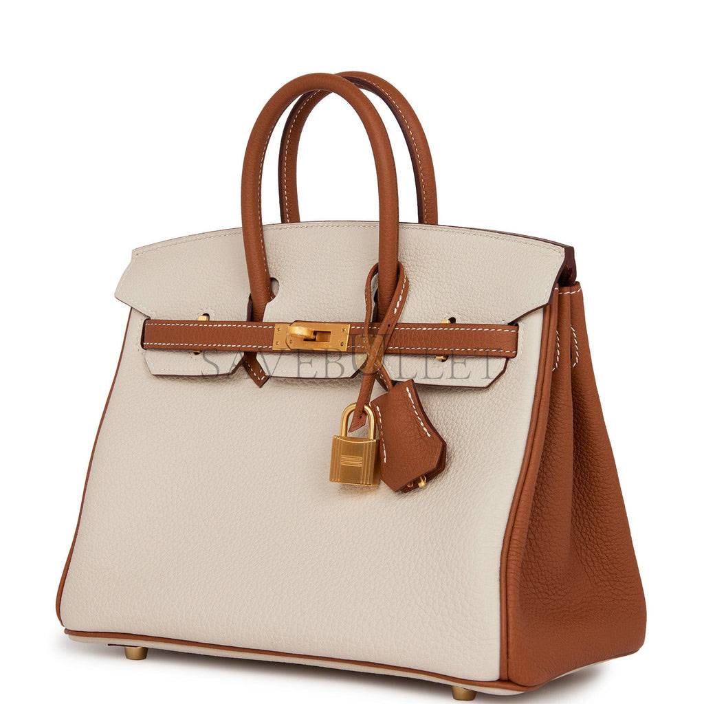 H**mes special order (hss) birkin 25 craie and gold togo brushed gold hardware handmade (25cm)