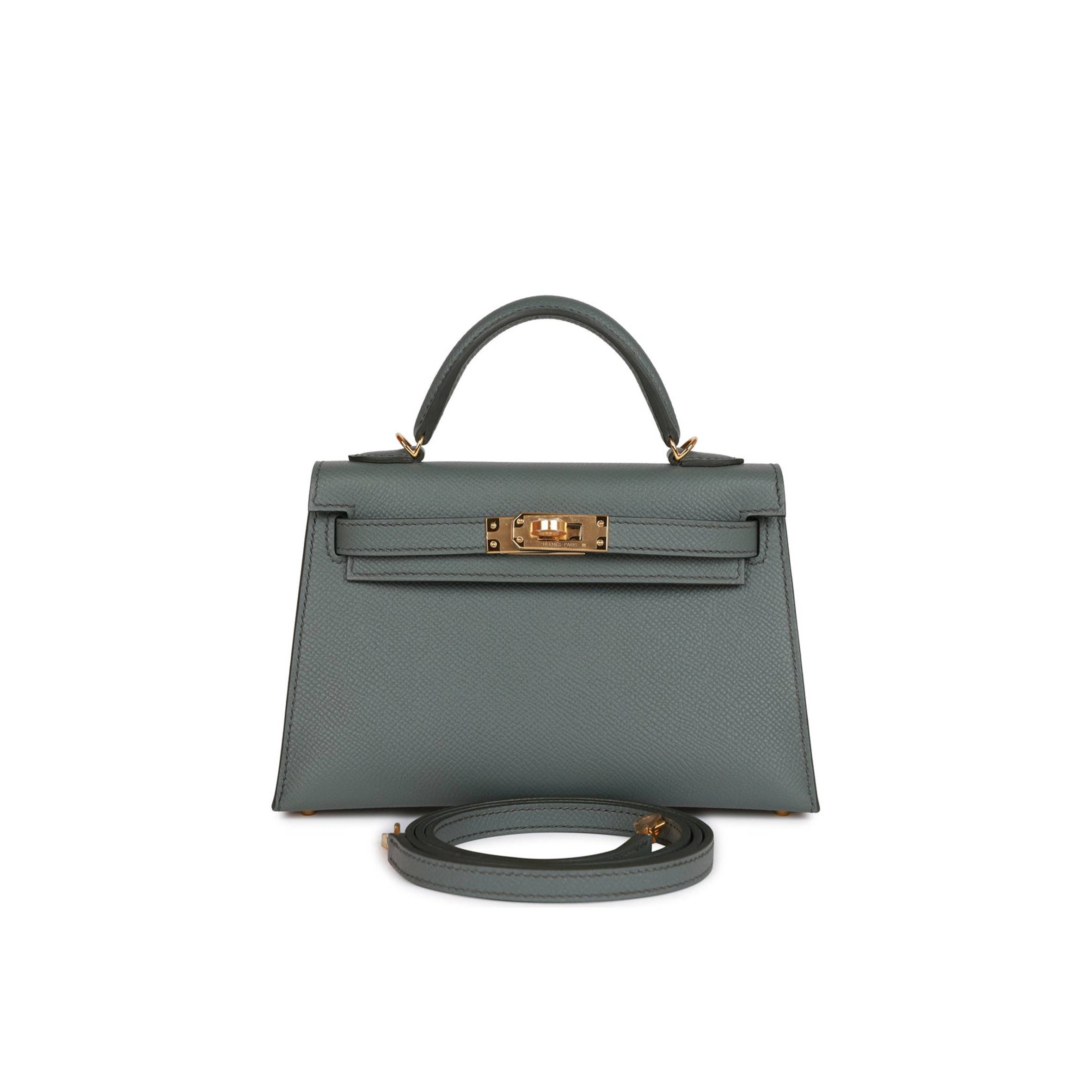 H**mes mini kelly sellier 20 vert amande epsom gold hardware (19*12*5.5cm)