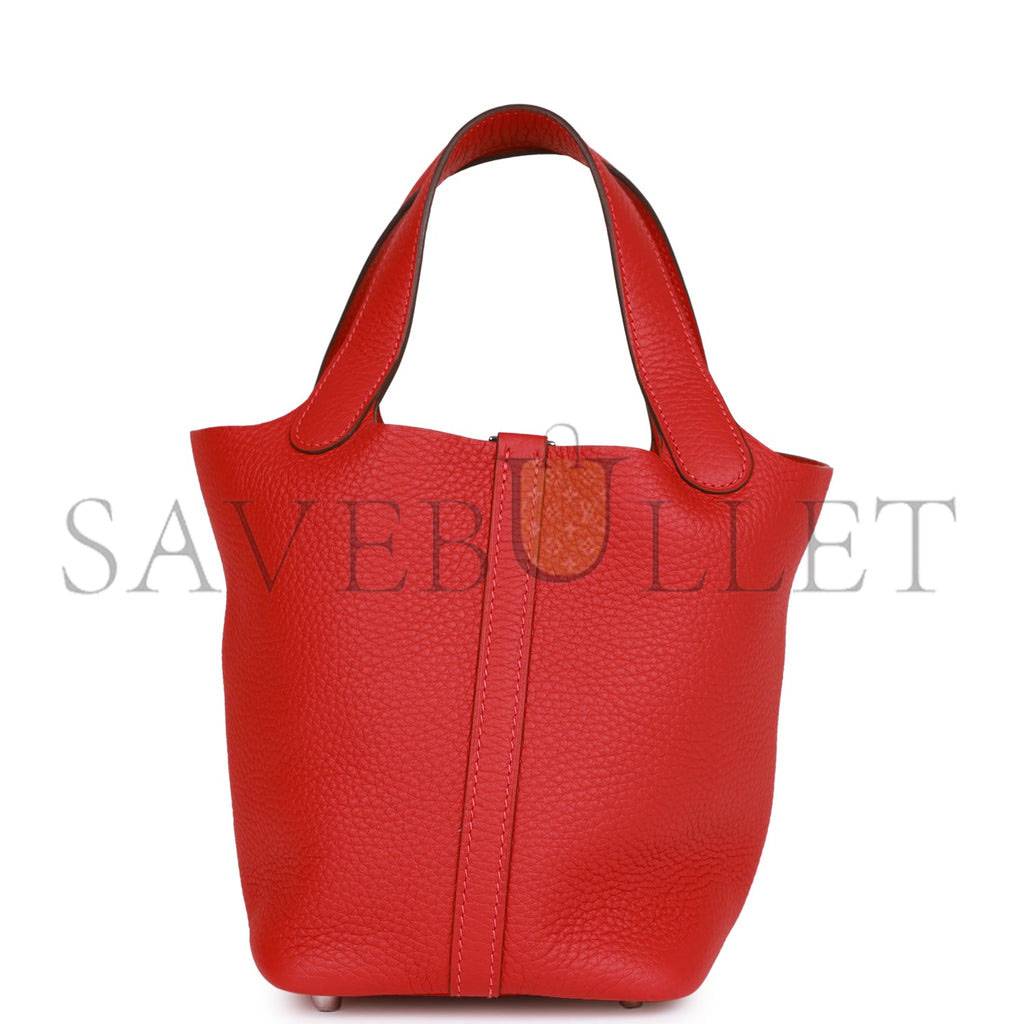 H**mes picotin lock 18 vermillion clemence palladium hardware (18*13*18cm)