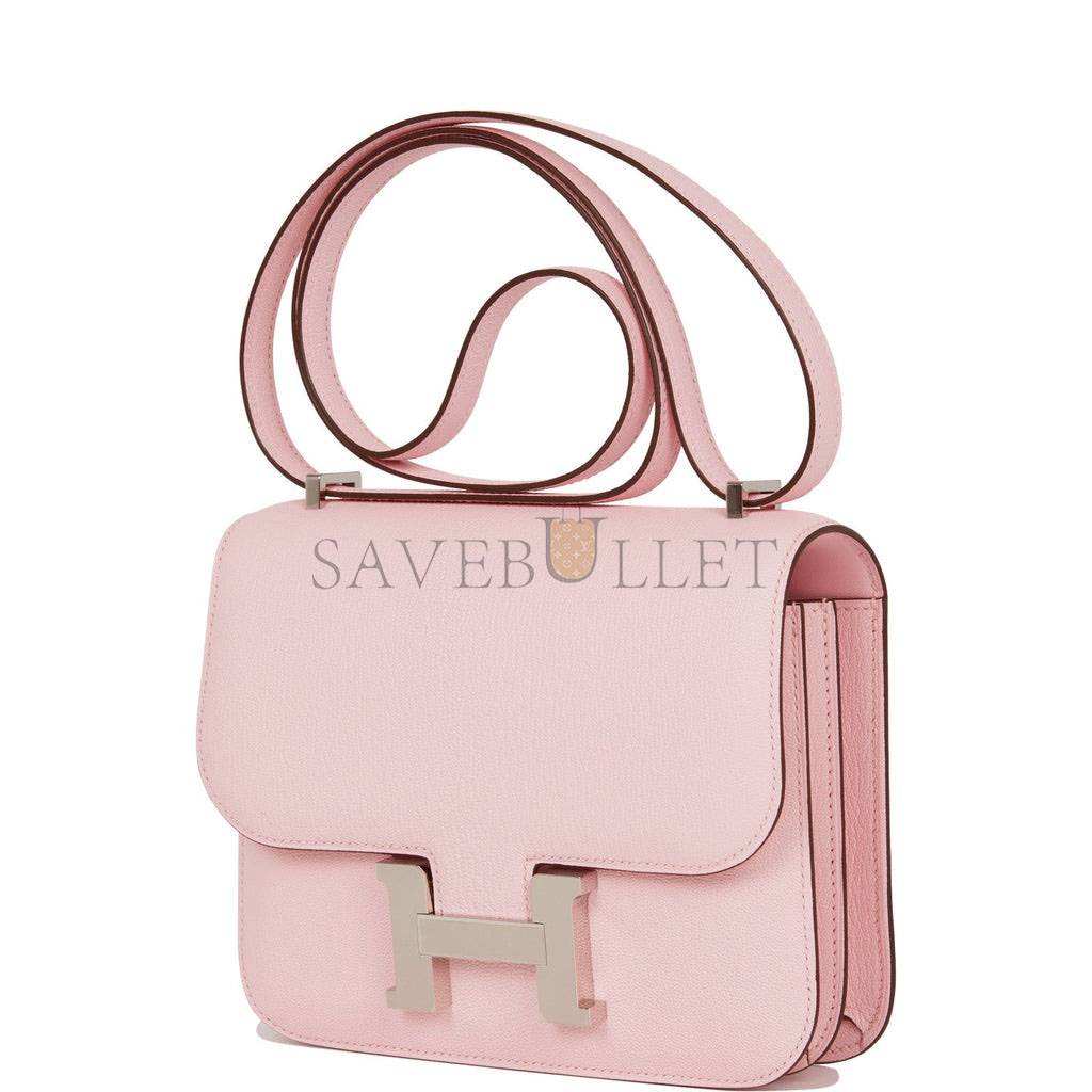 H**mes constance 18 rose sakura chevre palladium hardware 39692487491678 (18cm)