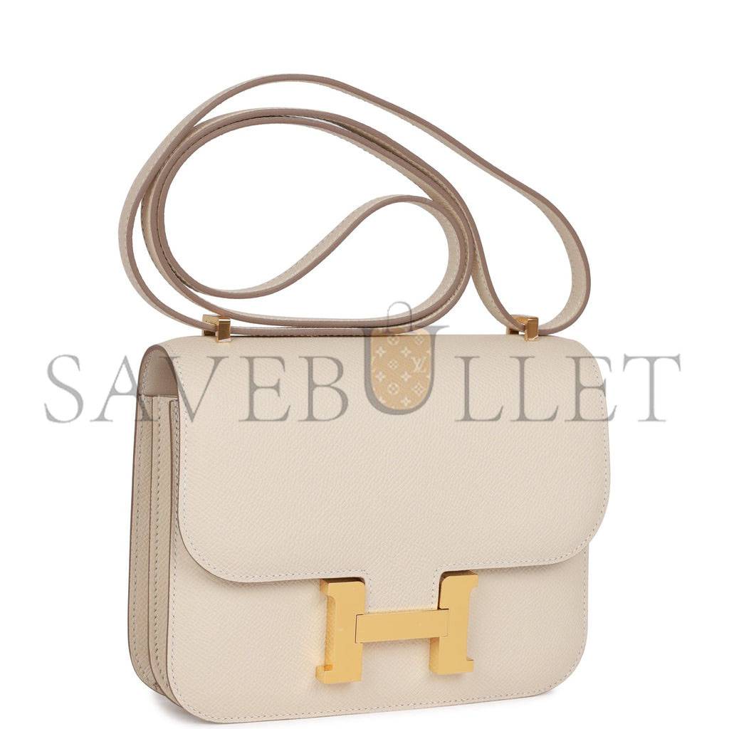 H**mes constance 18 craie epsom gold hardware (18cm)